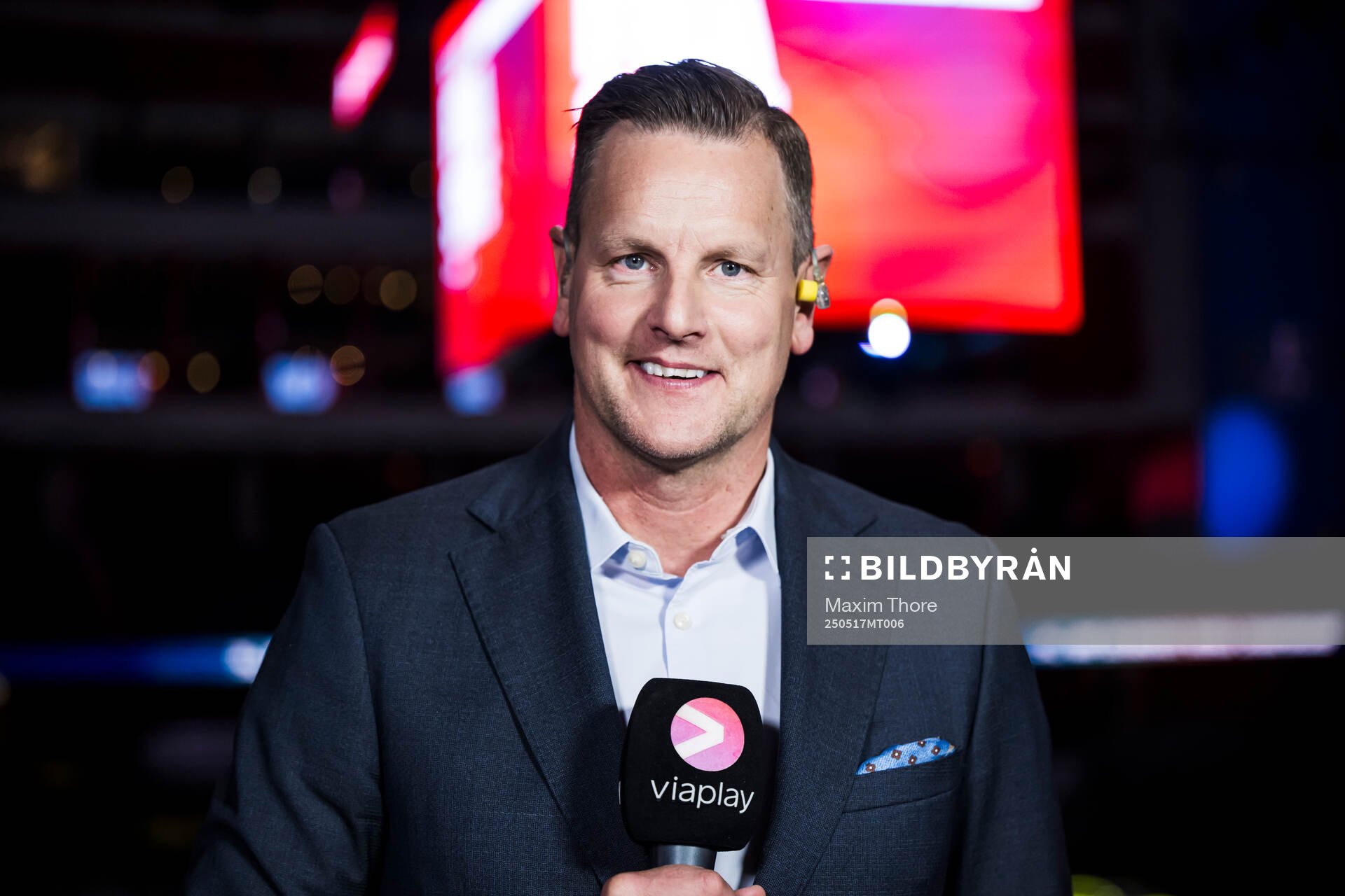 Niklas Jidhe of Swedish broadcaster Viaplay poses for a