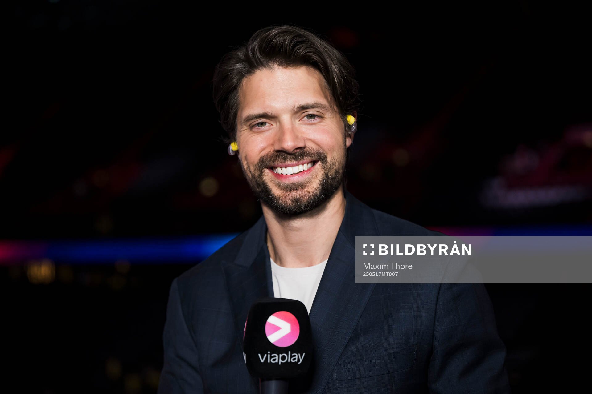 Jacob Josefsson of Swedish broadcaster Viaplay poses for a