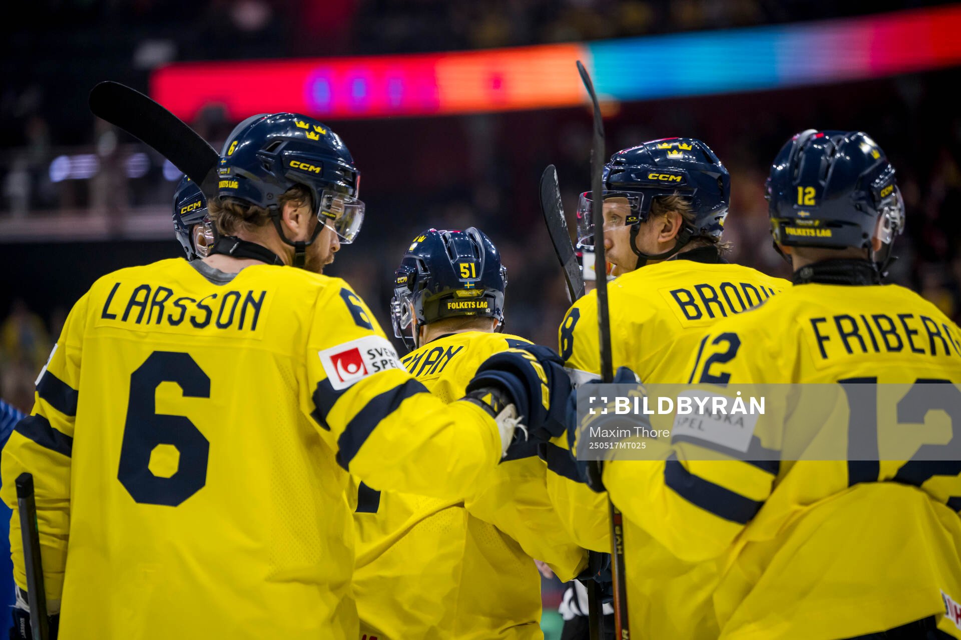 Adam Larsson, Max Friberg, and Emil Heineman of Sweden