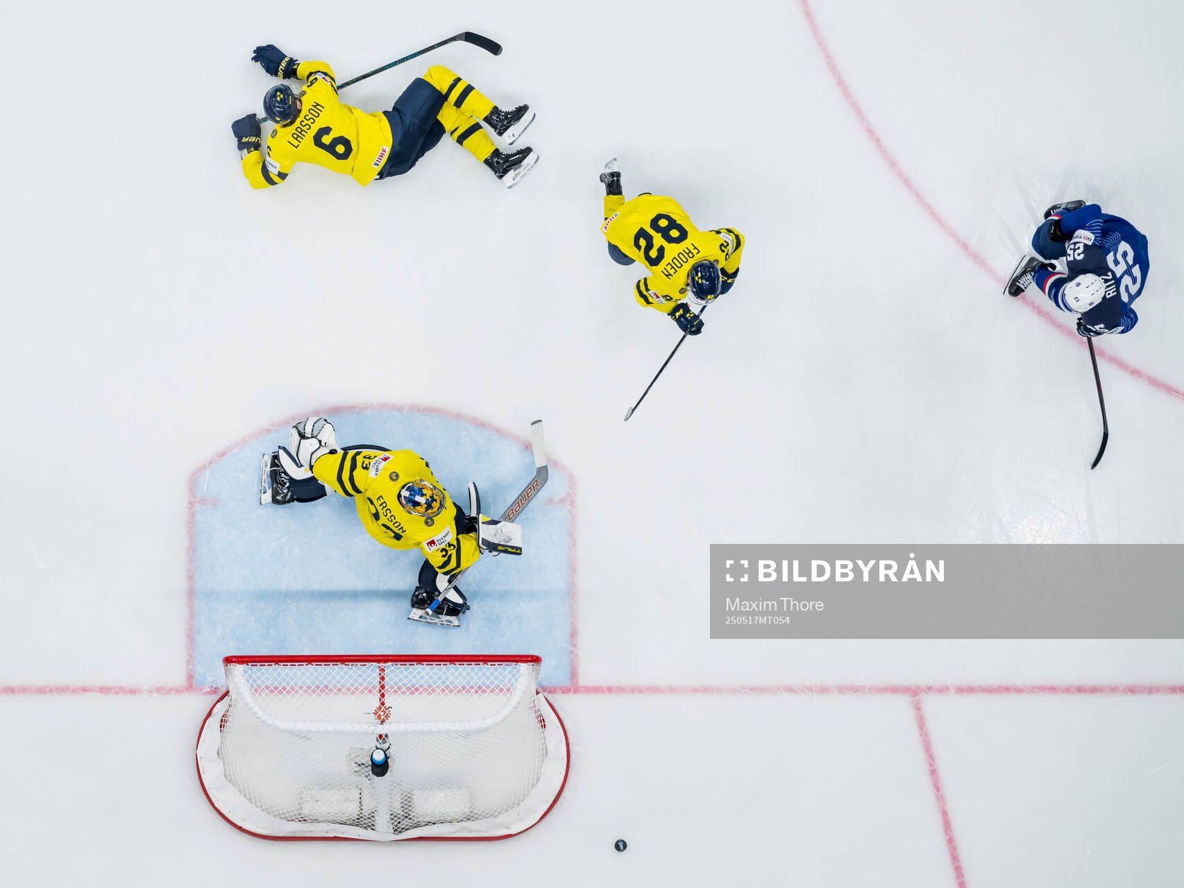 Nicolas Ritz of France against goaltender Samuel Ersson,
