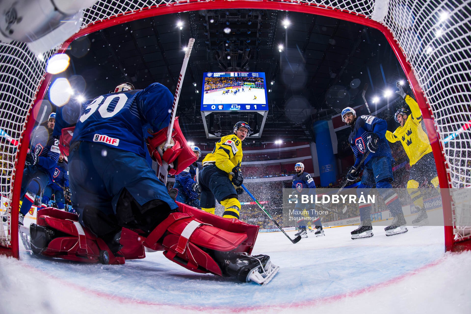 Anton Bengtsson and Max Friberg of Sweden celebrate the 0-2