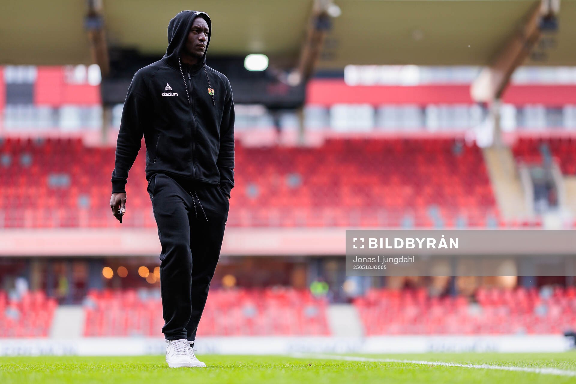 GAIS Ibrahim Diabate inför fotbollsmatchen i Allsvenskan mellan Öster och GAIS den 18 maj 2025 i Växjö. 