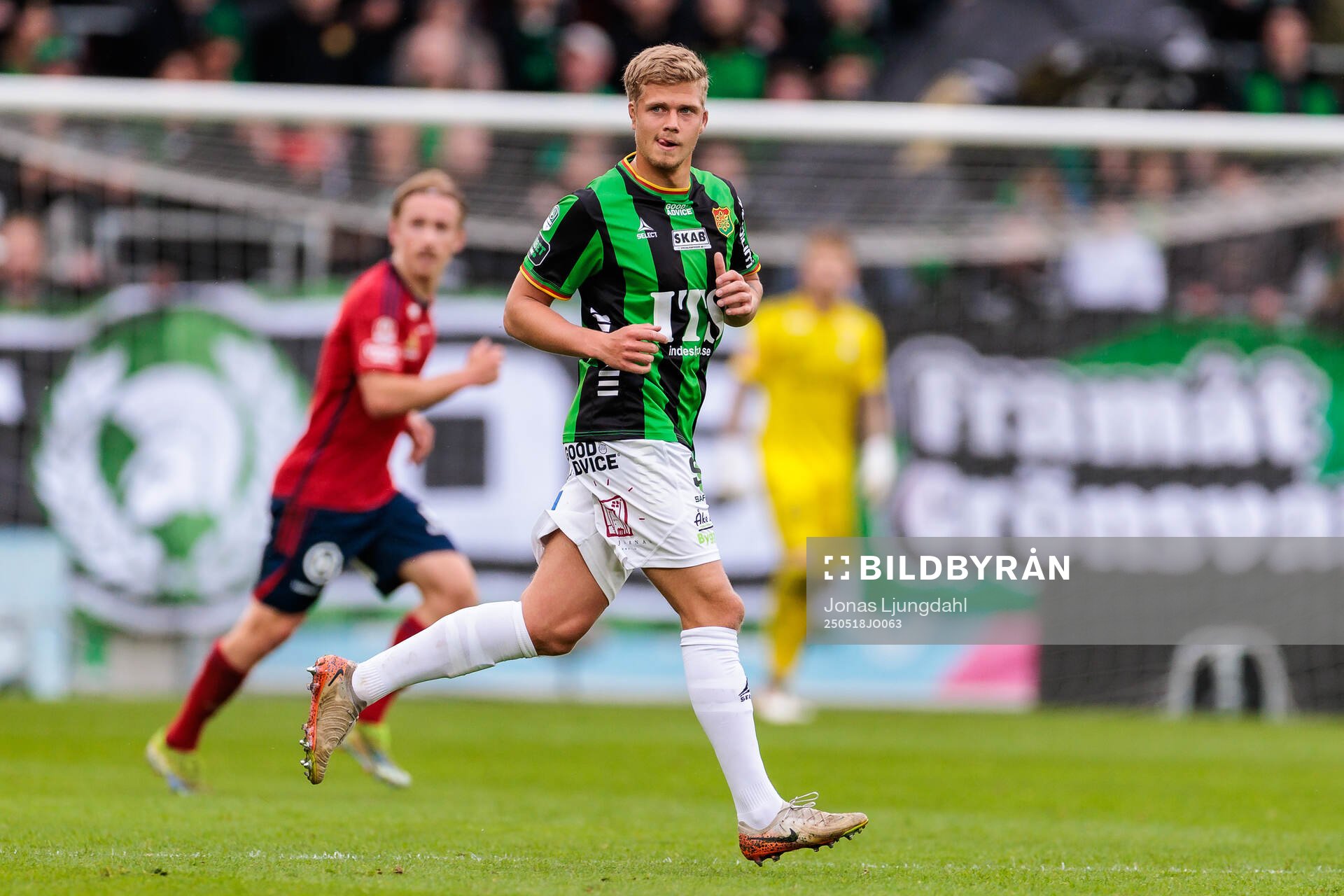 GAIS Kevin Holmén under fotbollsmatchen i Allsvenskan mellan Öster och GAIS den 18 maj 2025 i Växjö. 