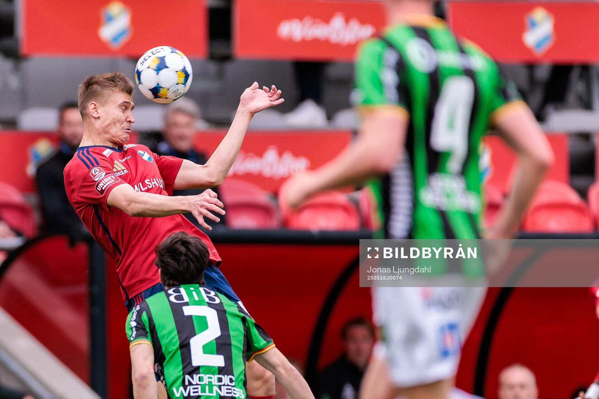 Östers Matias Tamminen under fotbollsmatchen i Allsvenskan mellan Öster och GAIS den 18 maj 2025 i Växjö. 