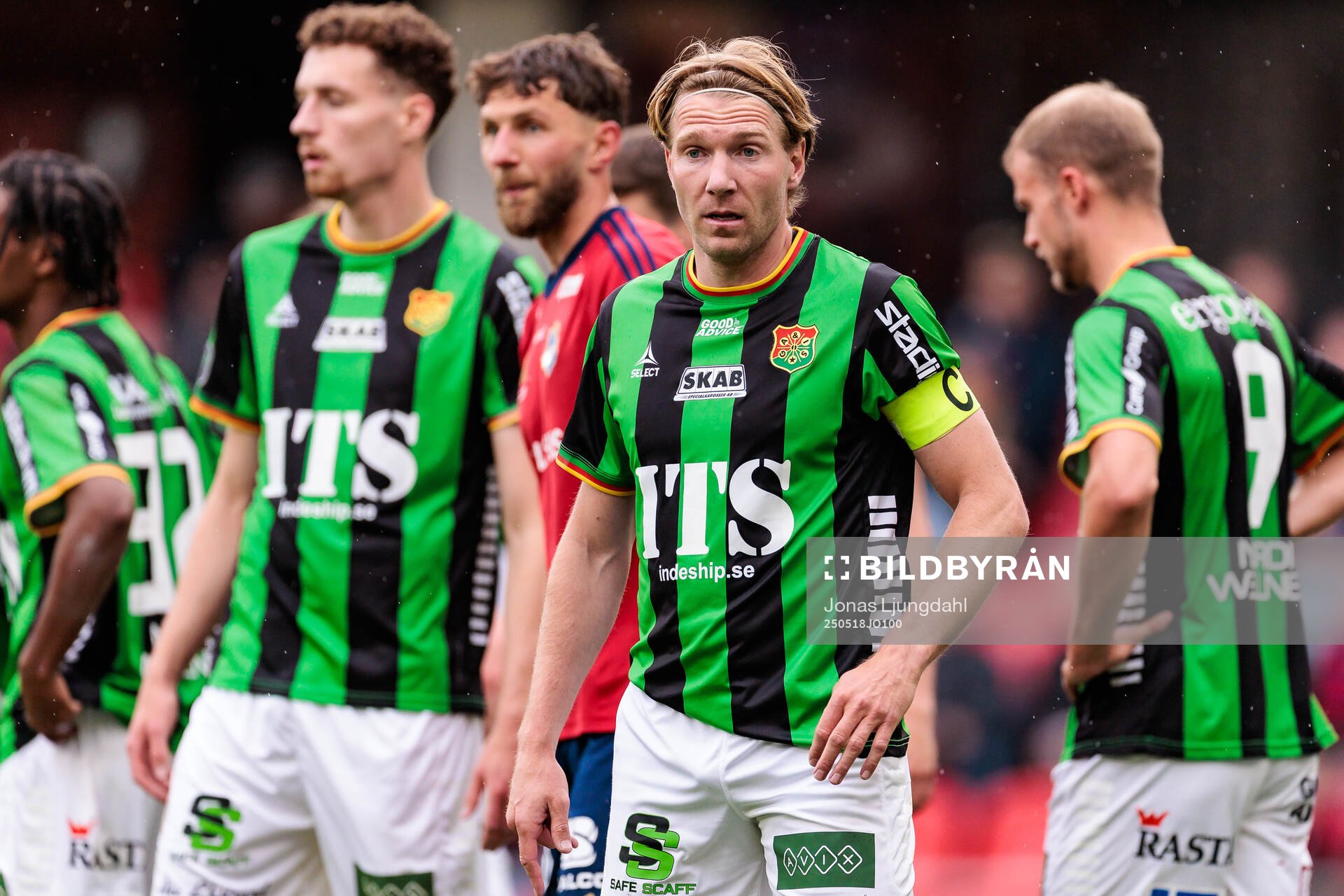 GAIS August Wängberg under fotbollsmatchen i Allsvenskan mellan Öster och GAIS den 18 maj 2025 i Växjö. 