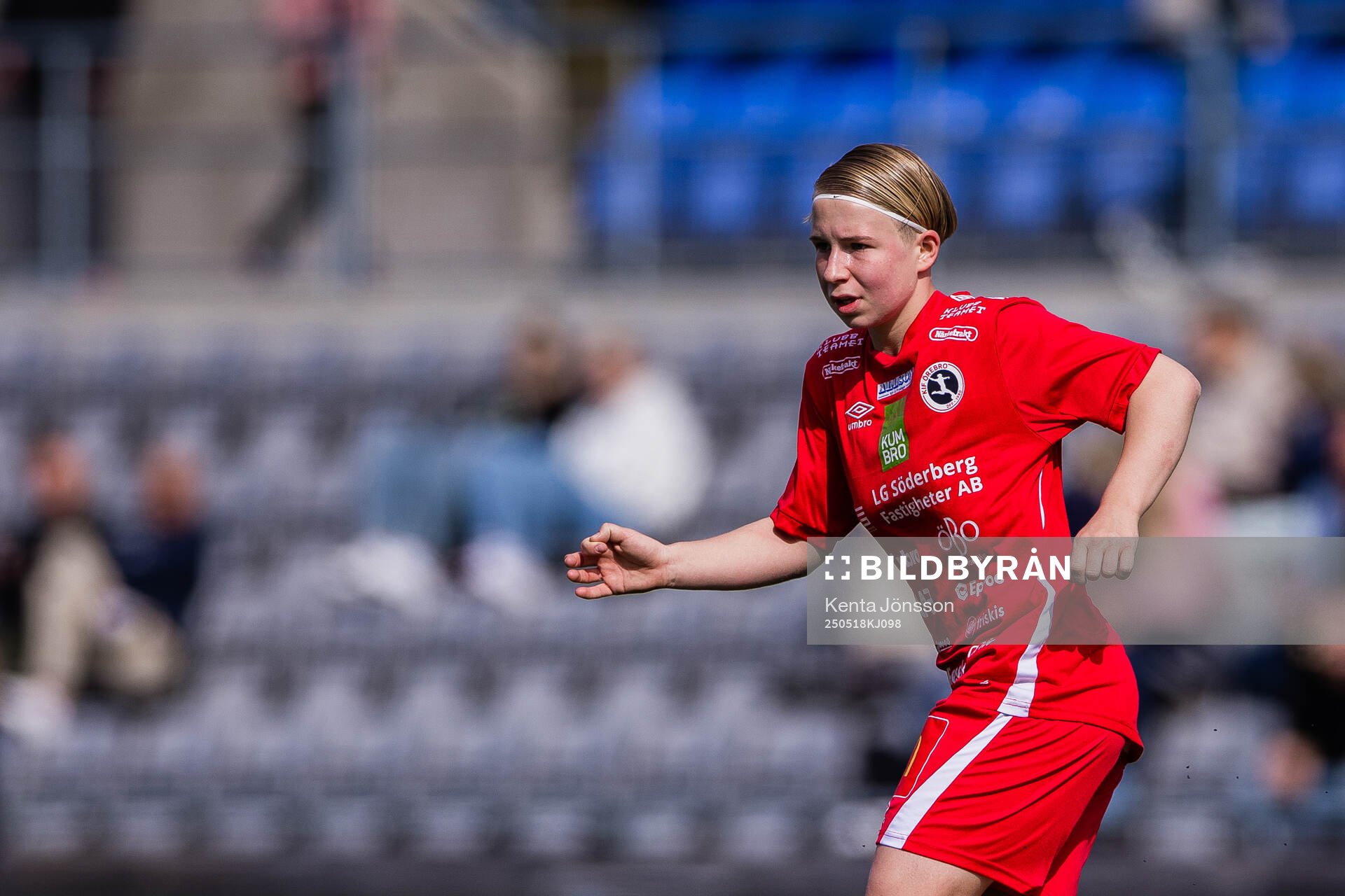 KIF Örebros Emilia Jägestedt Widstrand under fotbollsmatchen i Elitettan mellan Eskilstuna United och KIF Örebro den 18 maj 2025 i Eskilstuna.