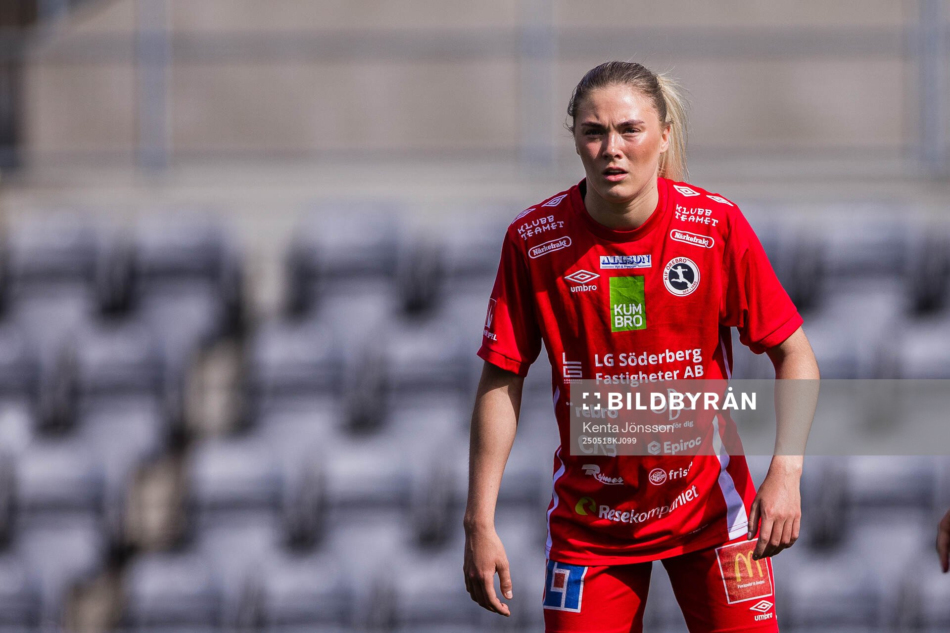 KIF Örebros Ida Björnberg under fotbollsmatchen i Elitettan mellan Eskilstuna United och KIF Örebro den 18 maj 2025 i Eskilstuna.