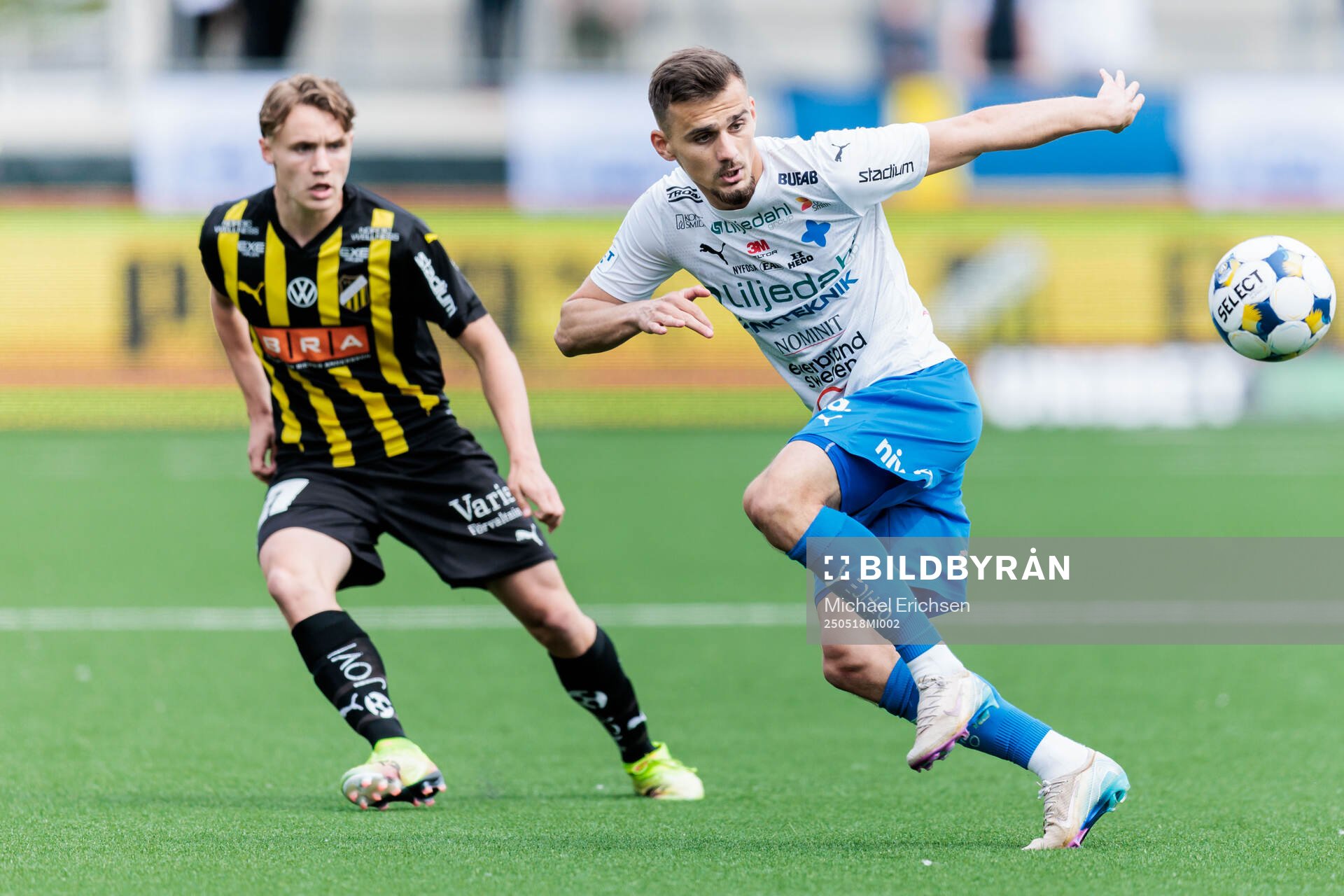 Värnamos Ajdin Zeljkovic under fotbollsmatchen i Allsvenskan mellan Häcken och Värnamo den 18 maj 2025 i Göteborg. 