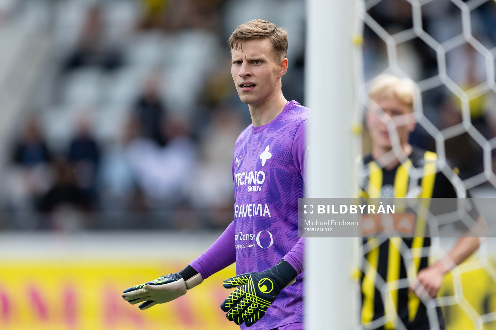 Värnamos målvakt Hugo Keto under fotbollsmatchen i Allsvenskan mellan Häcken och Värnamo den 18 maj 2025 i Göteborg. 