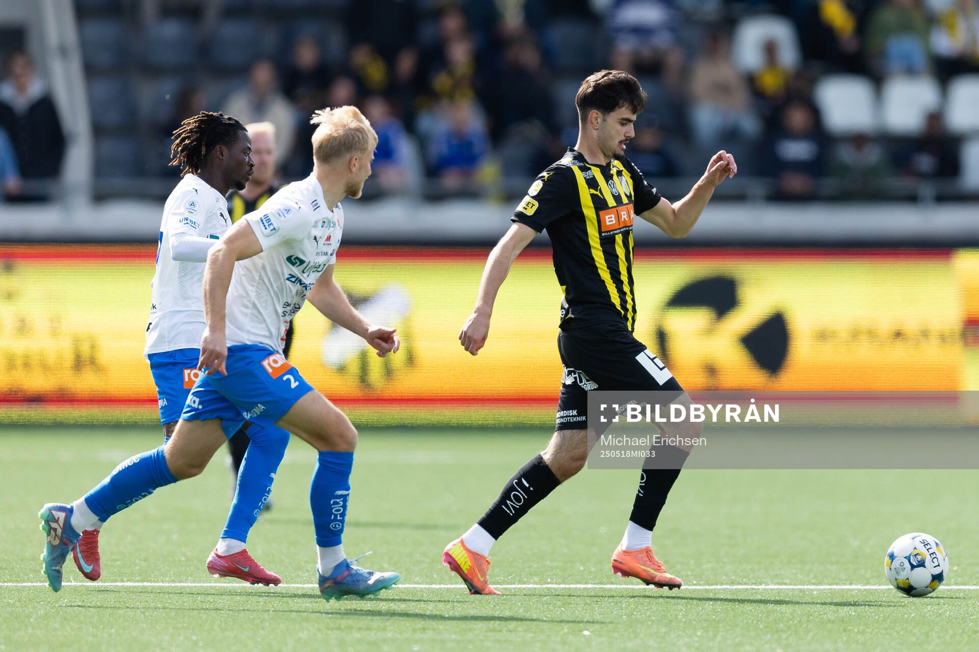 Häckens Nikola Mitrovic under fotbollsmatchen i Allsvenskan mellan Häcken och Värnamo den 18 maj 2025 i Göteborg. 