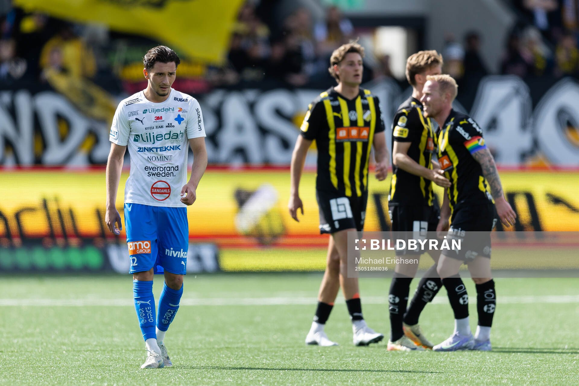 Värnamos Kenan Bilalovic under fotbollsmatchen i Allsvenskan mellan Häcken och Värnamo den 18 maj 2025 i Göteborg. 