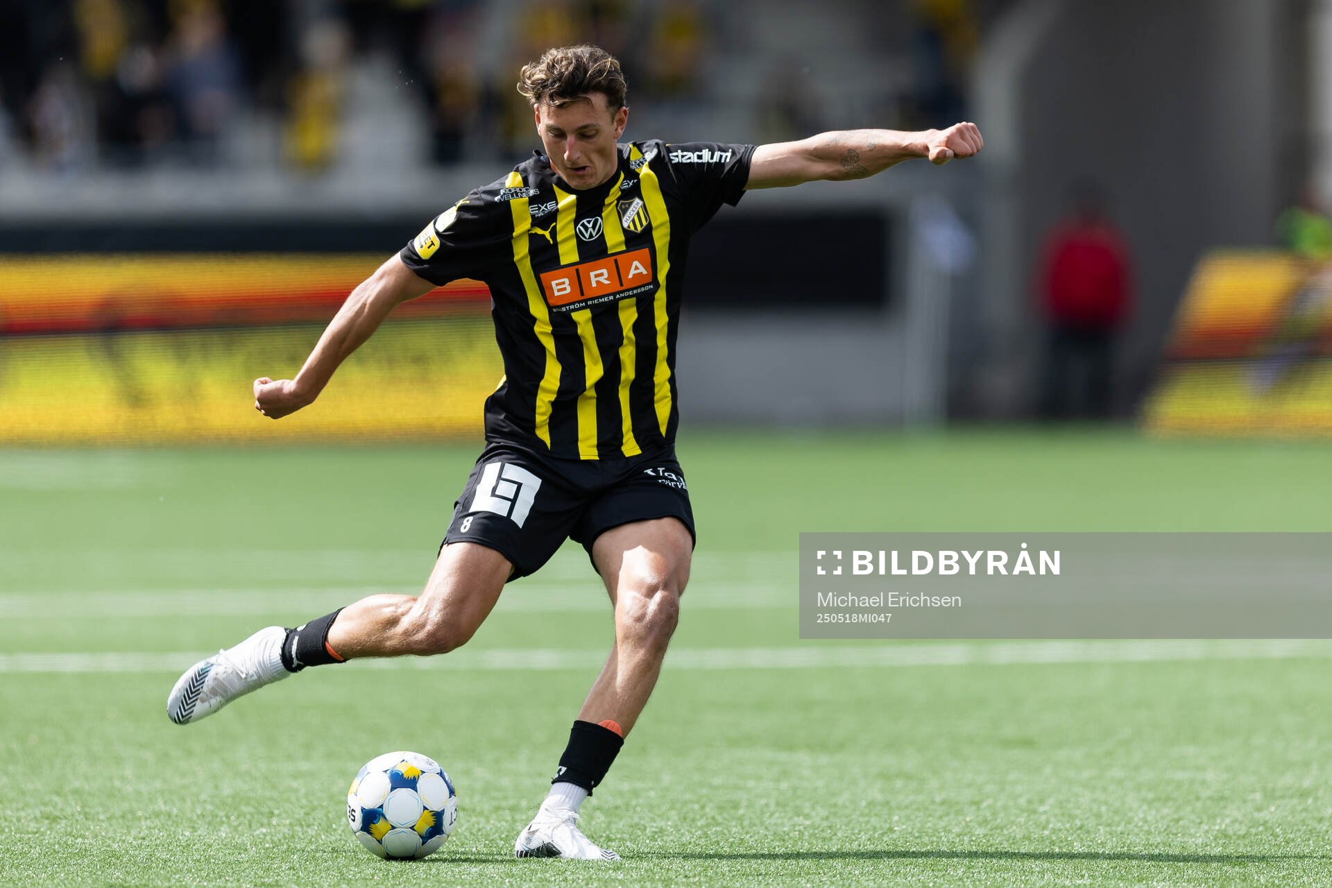 Häckens Silas Andersen under fotbollsmatchen i Allsvenskan mellan Häcken och Värnamo den 18 maj 2025 i Göteborg. 