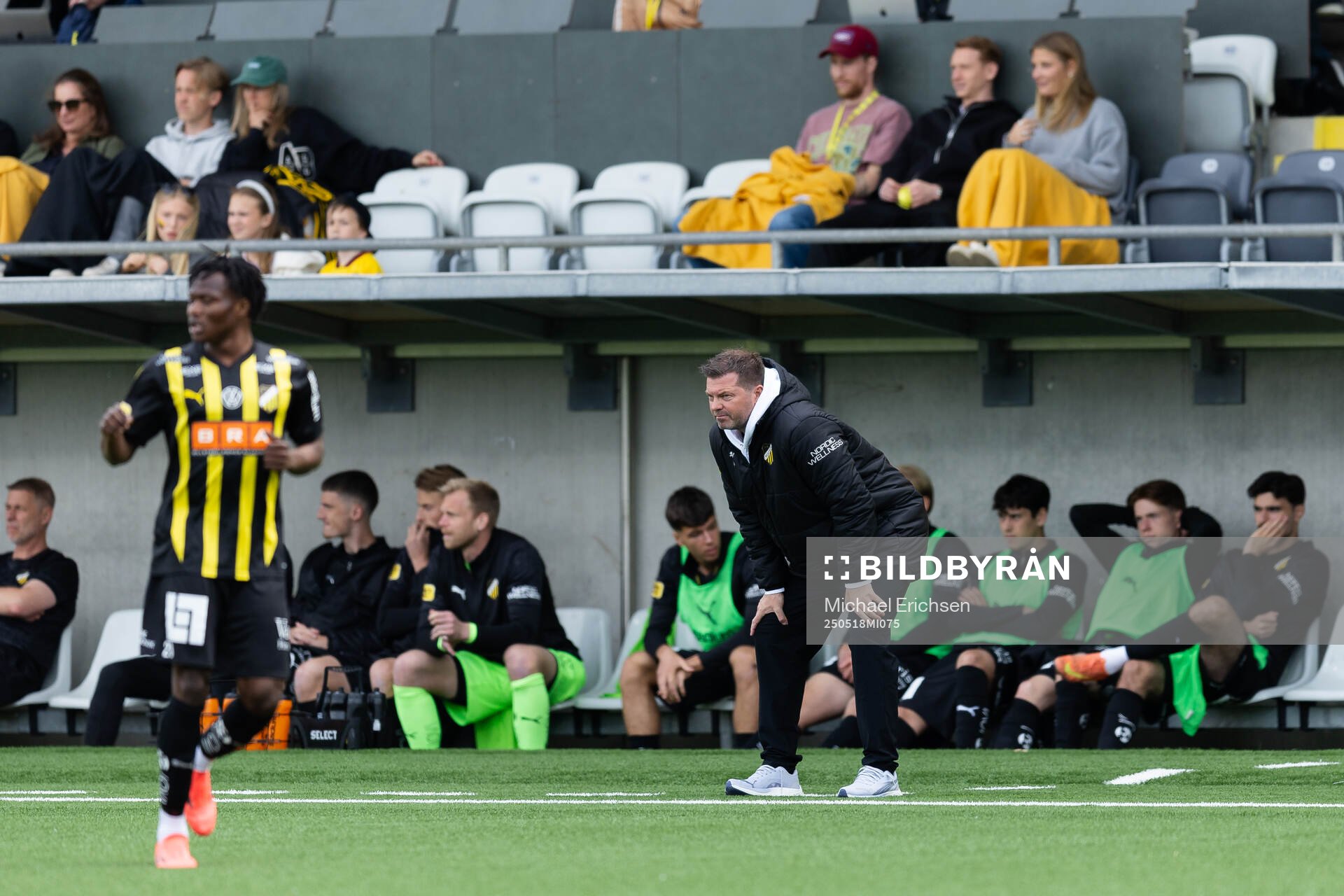 Häckens tränare Jens Gustafsson under fotbollsmatchen i Allsvenskan mellan Häcken och Värnamo den 18 maj 2025 i Göteborg. 