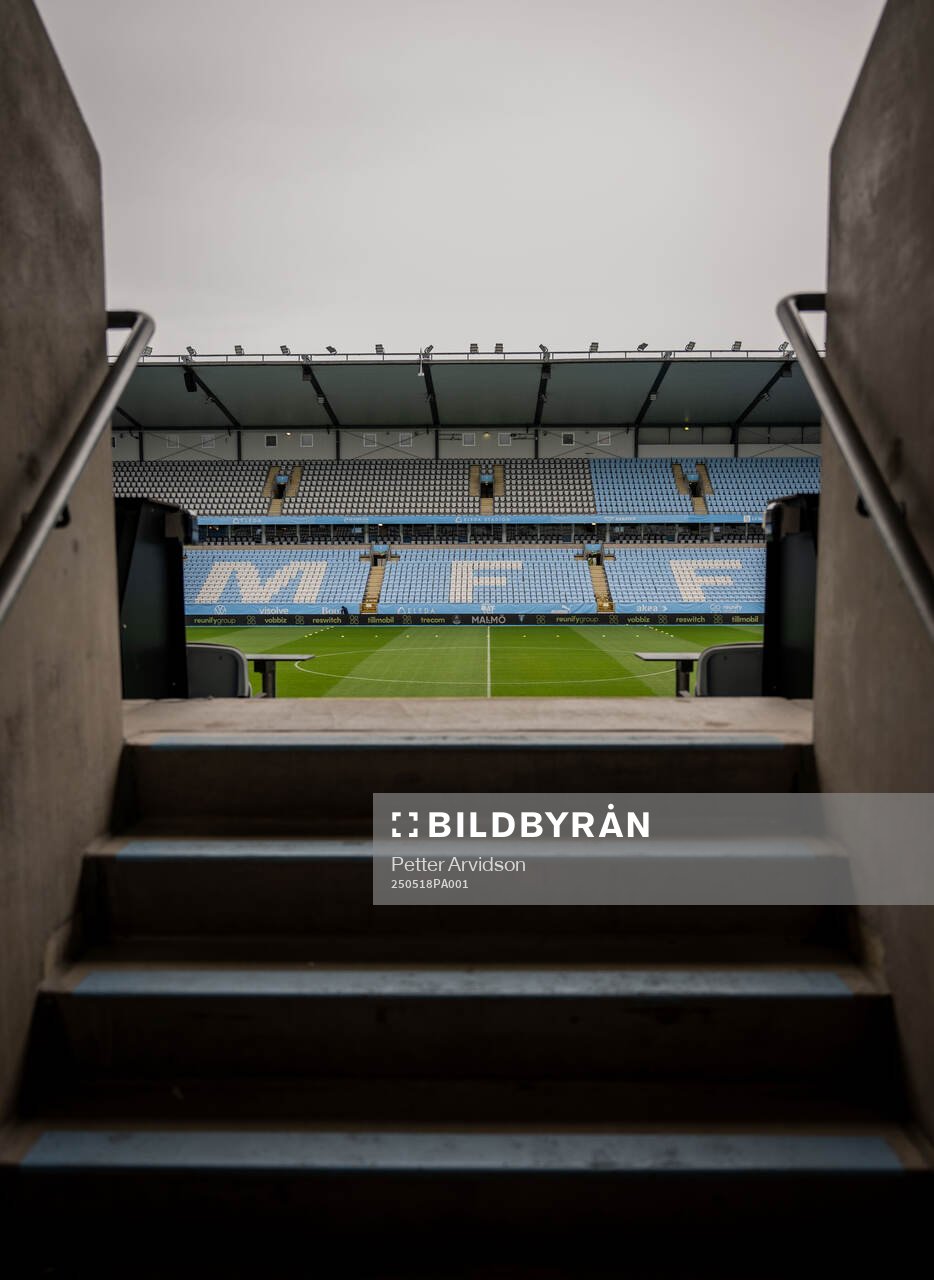 Interiör Eleda Stadion inför fotbollsmatchen i Allsvenskan mellan Malmö FF och Halmstad den 18 maj 2025 i Malmö. 