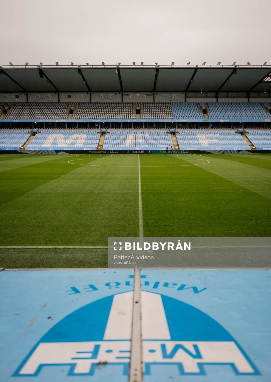 Interiör Eleda Stadion inför fotbollsmatchen i Allsvenskan mellan Malmö FF och Halmstad den 18 maj 2025 i Malmö. 