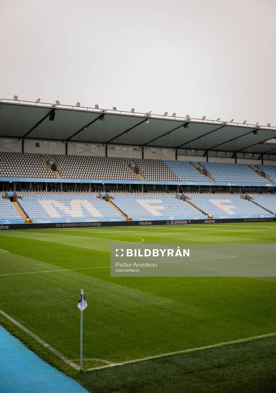 Interiör Eleda Stadion inför fotbollsmatchen i Allsvenskan mellan Malmö FF och Halmstad den 18 maj 2025 i Malmö. 
