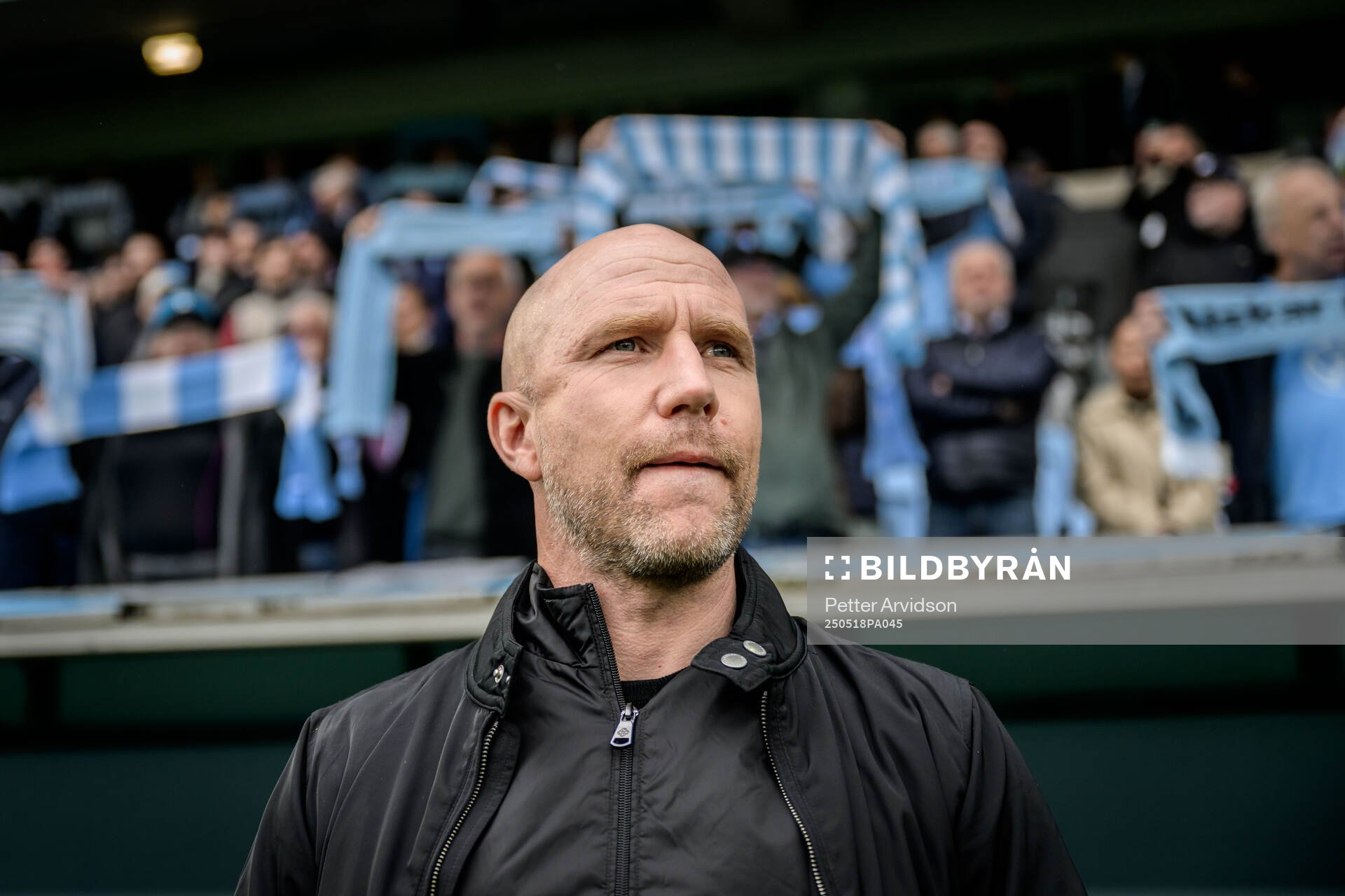 Malmö FFs tränare Henrik Rydström  inför fotbollsmatchen i Allsvenskan mellan Malmö FF och Halmstad den 18 maj 2025 i Malmö. 