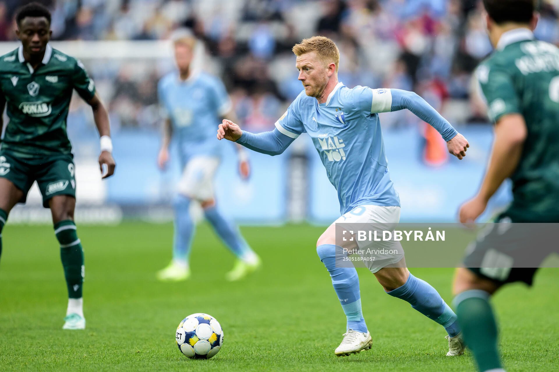 Malmö FFs Anders Christiansen under fotbollsmatchen i Allsvenskan mellan Malmö FF och Halmstad den 18 maj 2025 i Malmö. 