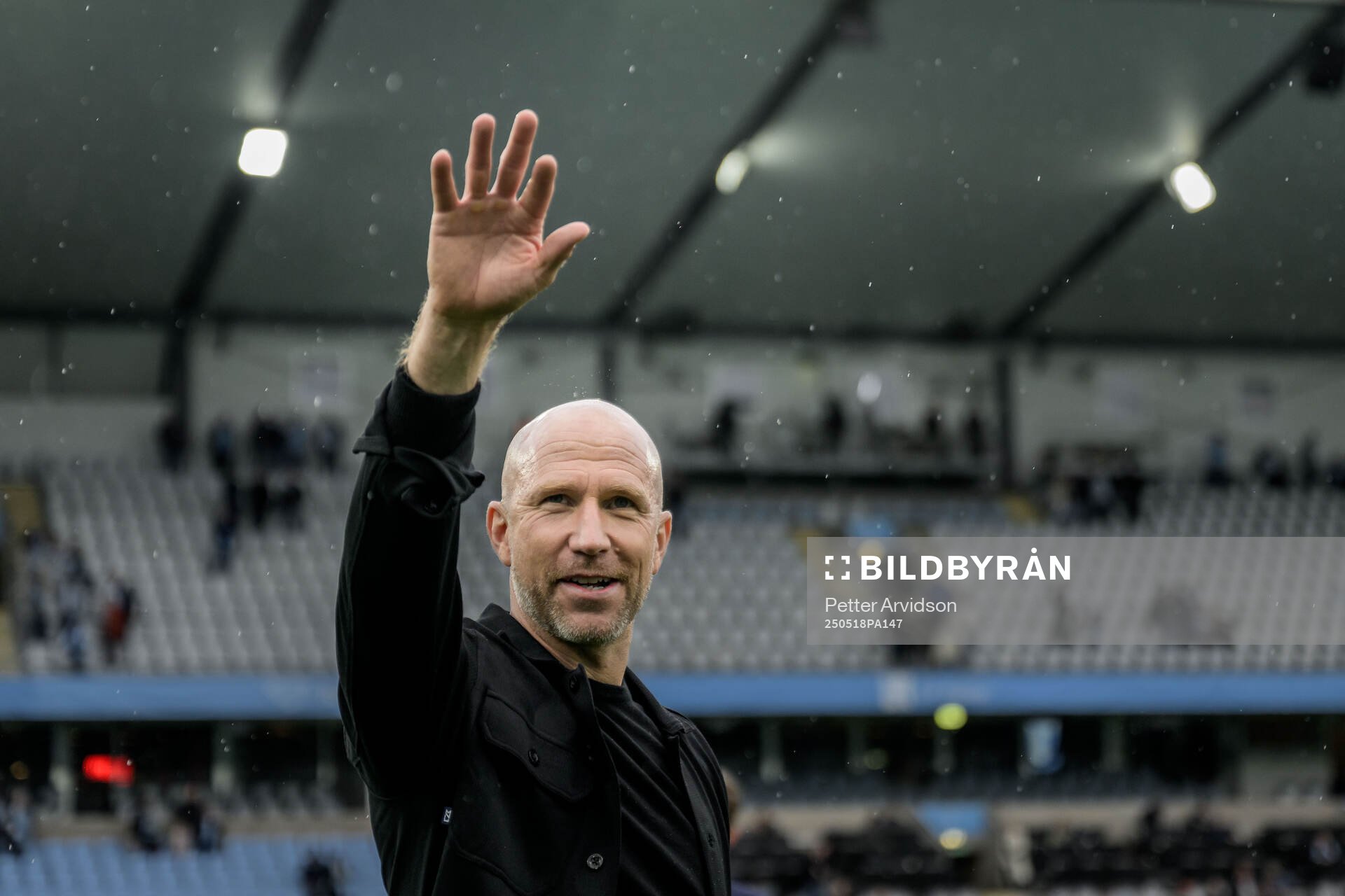 Malmö FFs tränare Henrik Rydström  efter fotbollsmatchen i Allsvenskan mellan Malmö FF och Halmstad den 18 maj 2025 i Malmö. 
