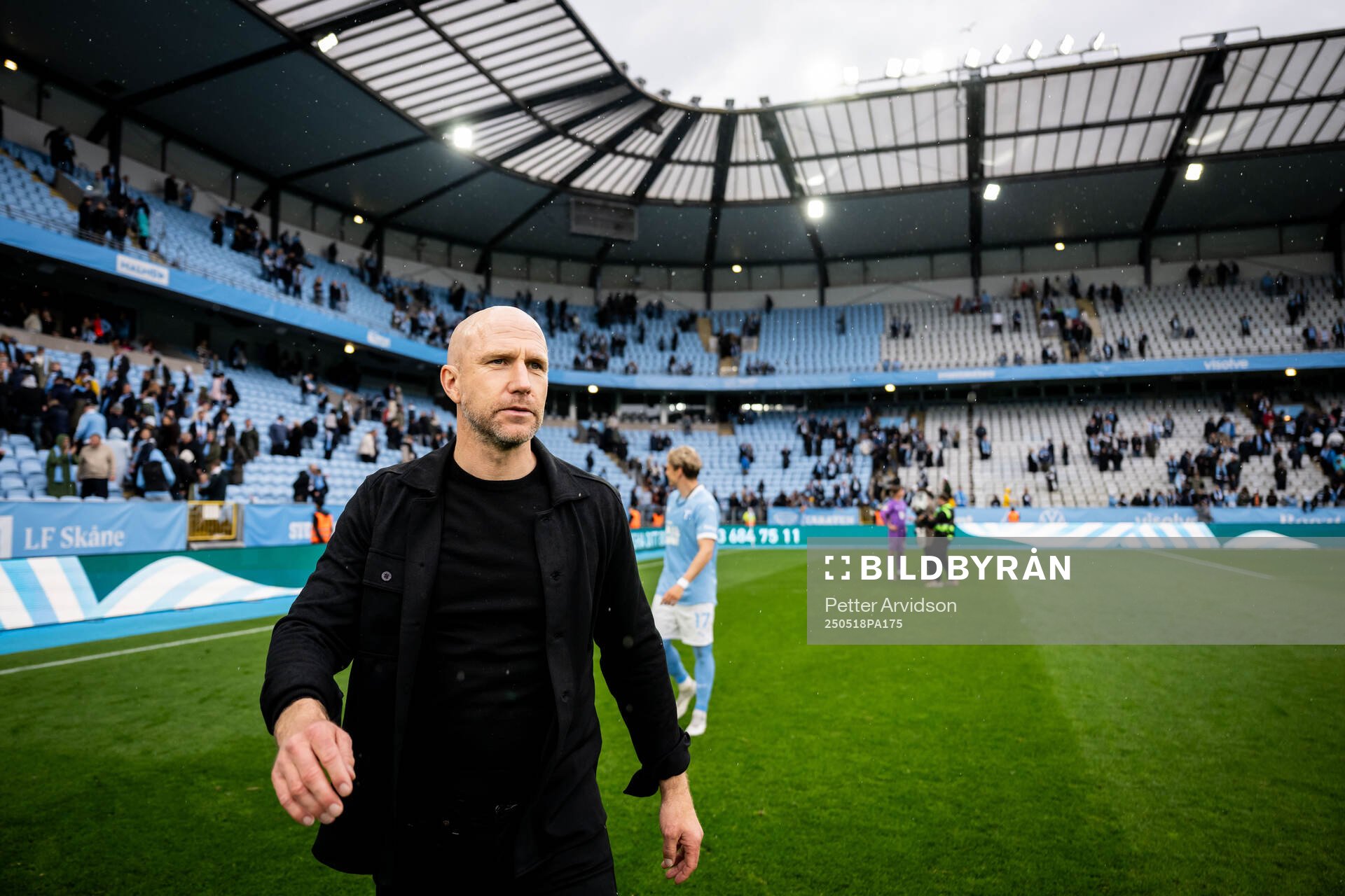 Malmö FFs tränare Henrik Rydström efter fotbollsmatchen i Allsvenskan mellan Malmö FF och Halmstad den 18 maj 2025 i Malmö. 