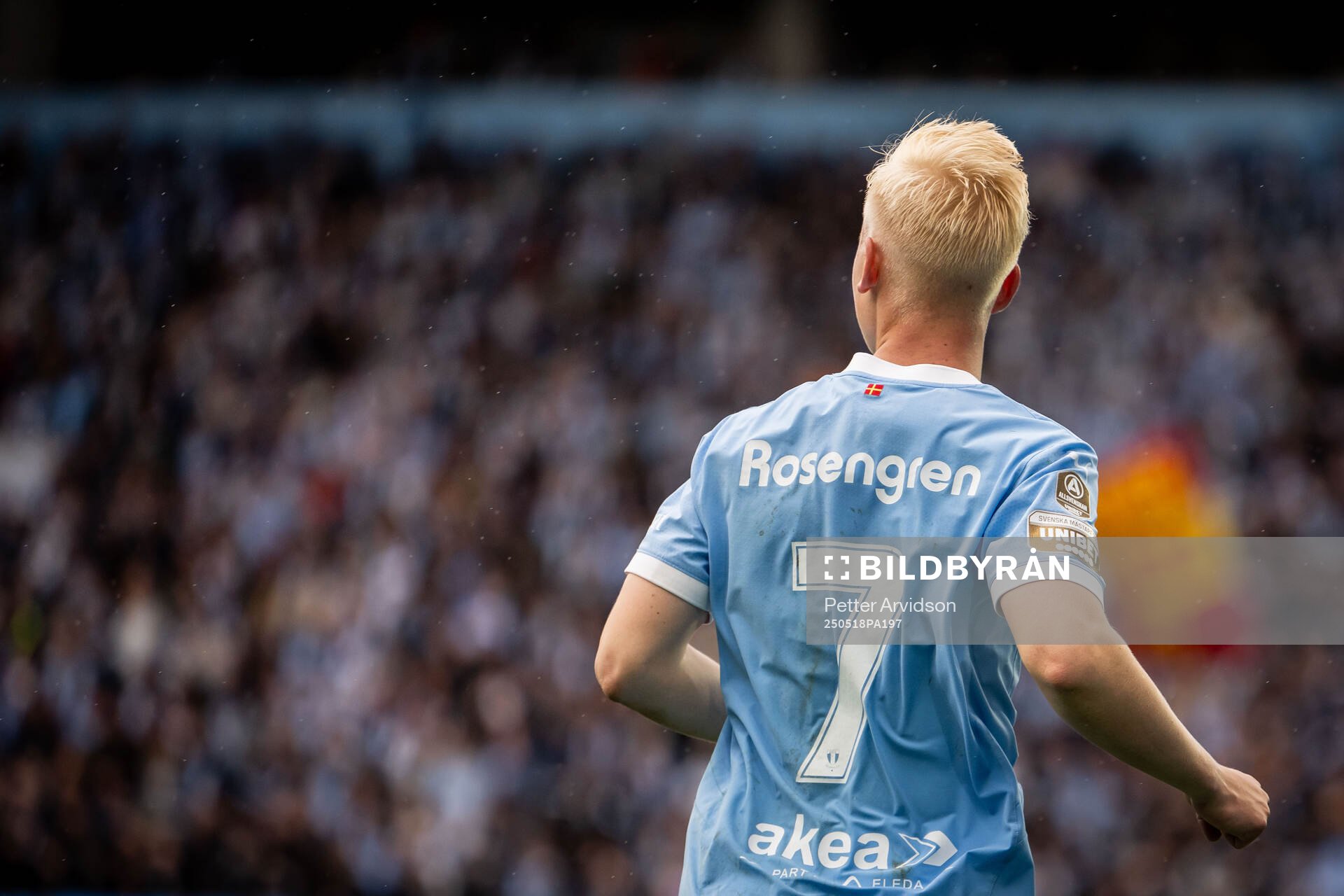 Malmö FFs Otto Rosengren under fotbollsmatchen i Allsvenskan mellan Malmö FF och Halmstad den 18 maj 2025 i Malmö. 