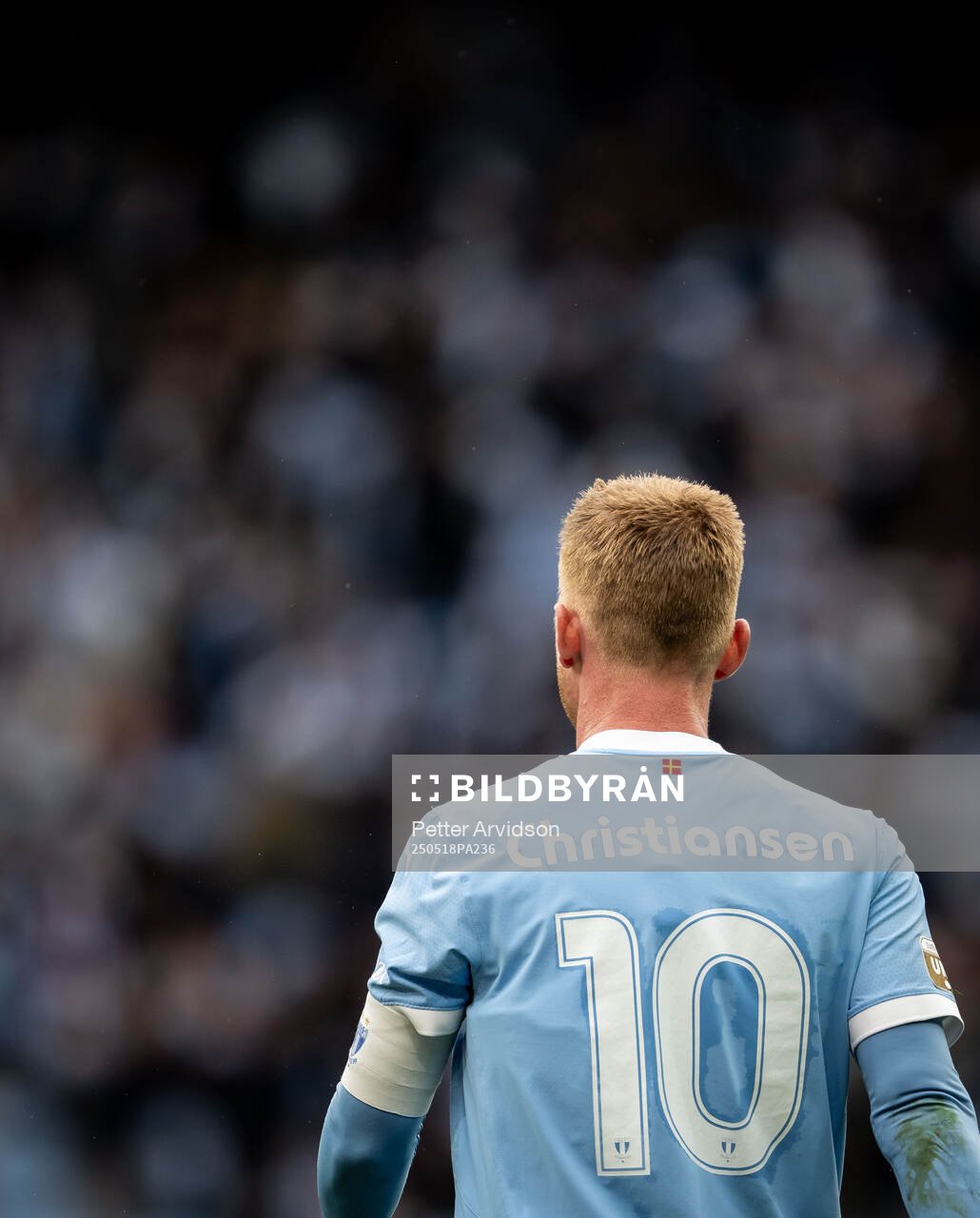 Malmö FFs Anders Christiansen under fotbollsmatchen i Allsvenskan mellan Malmö FF och Halmstad den 18 maj 2025 i Malmö. 