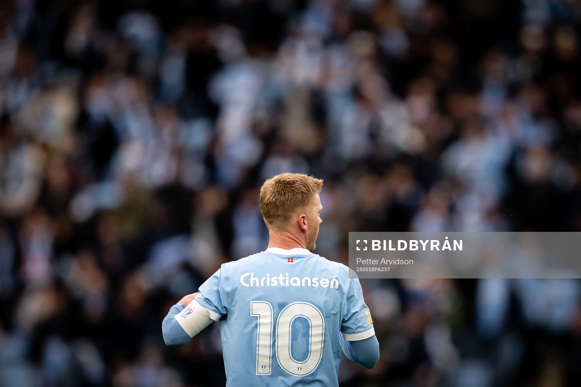 Malmö FFs Anders Christiansen under fotbollsmatchen i Allsvenskan mellan Malmö FF och Halmstad den 18 maj 2025 i Malmö. 