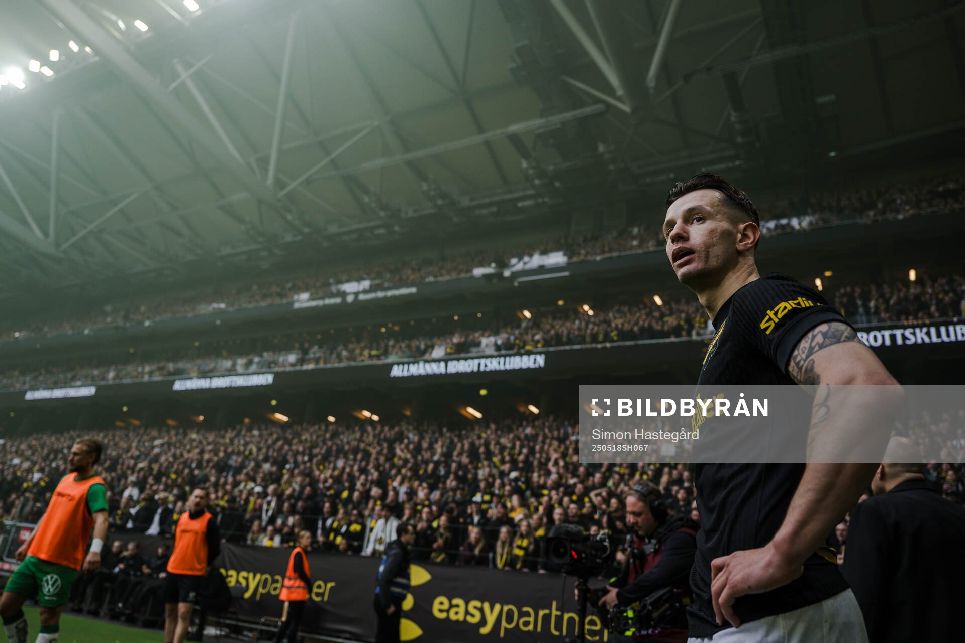 AIKs Bersant Celina under fotbollsmatchen i Allsvenskan mellan AIK och Hammarby den 18 maj 2025 i Stockholm. 