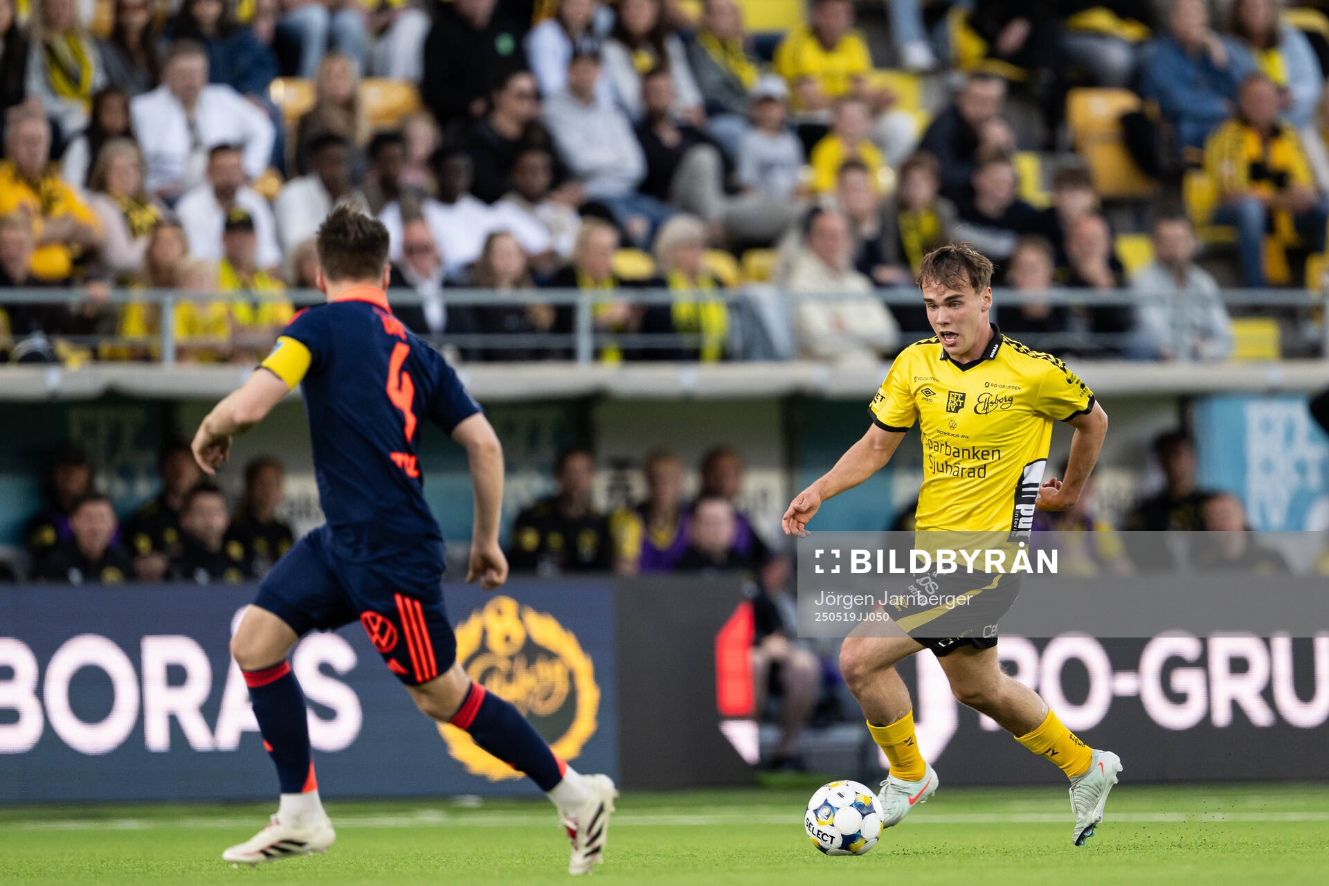 Elfsborgs Frode Aronsson under fotbollsmatchen i Allsvenskan mellan Elfsborg och Djurgården den 19 maj 2025 i Borås. 