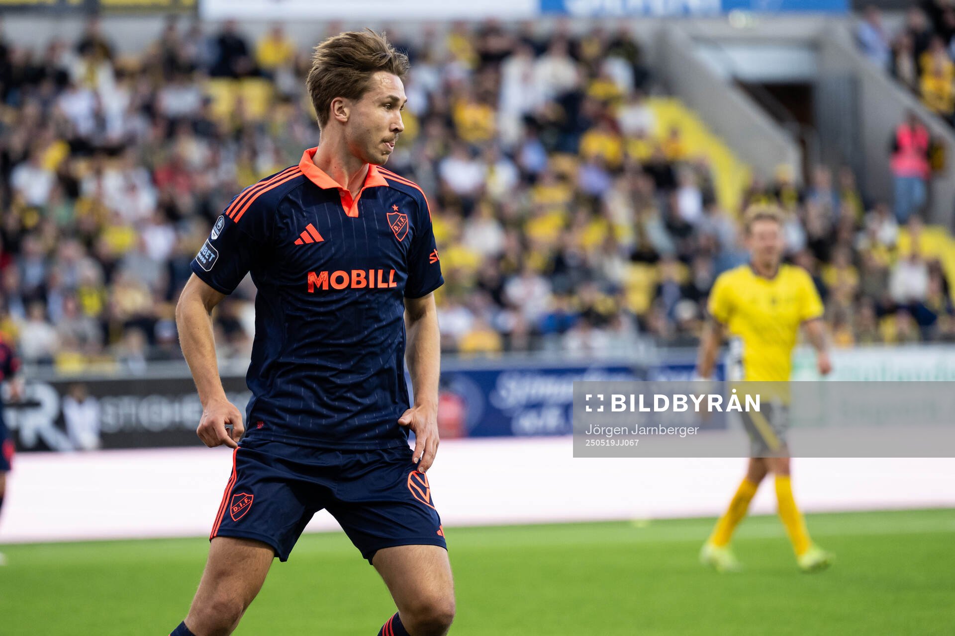 Djurgårdens Miro Tenho under fotbollsmatchen i Allsvenskan mellan Elfsborg och Djurgården den 19 maj 2025 i Borås. 