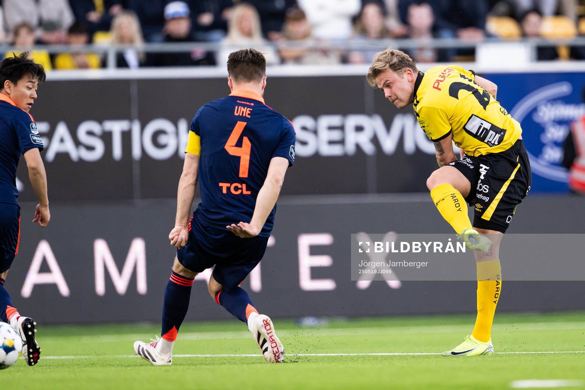 Elfsborgs Frederik Ihler under fotbollsmatchen i Allsvenskan mellan Elfsborg och Djurgården den 19 maj 2025 i Borås. 