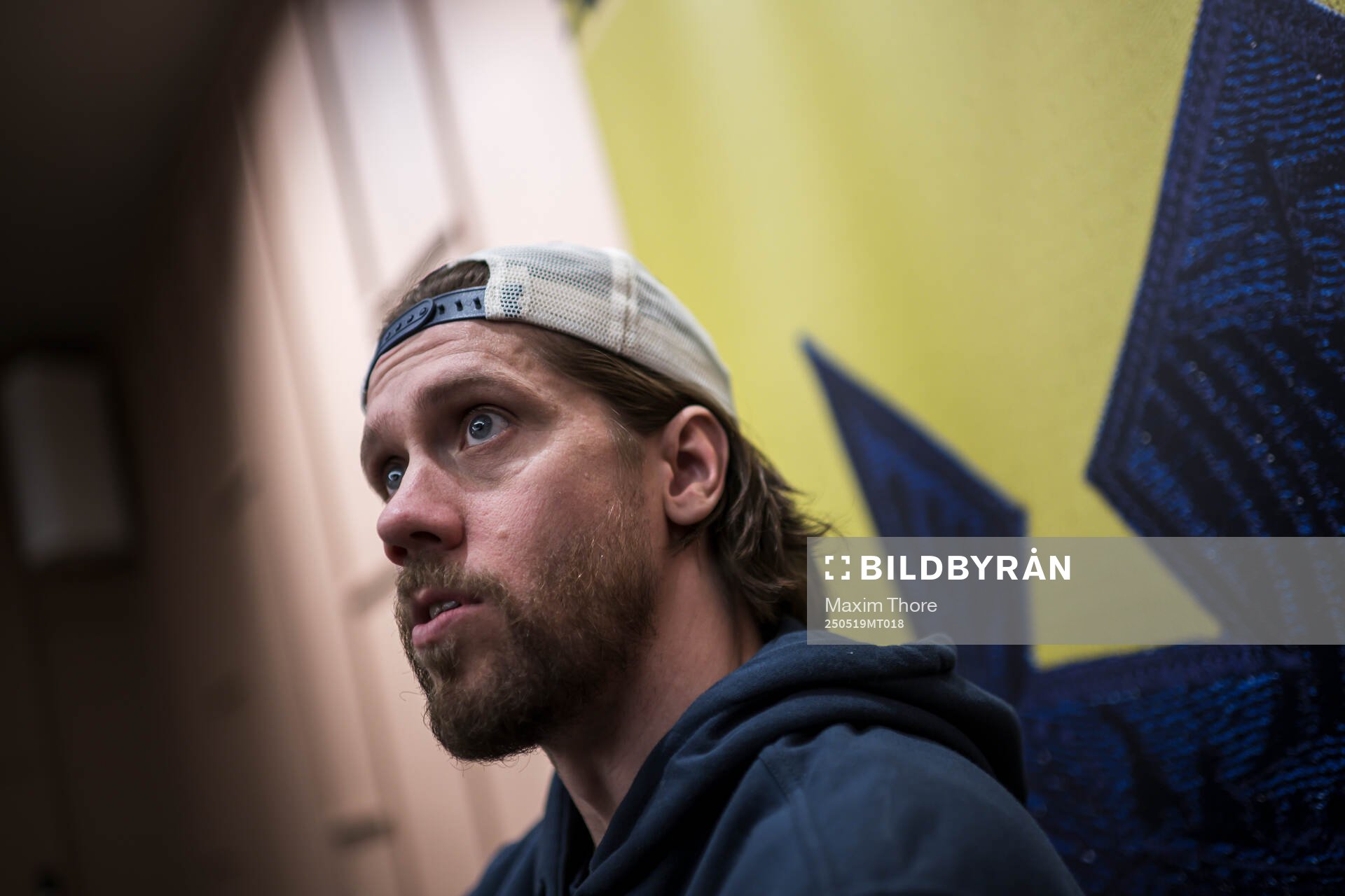 Goaltender Jacob Markström of Sweden at a press event