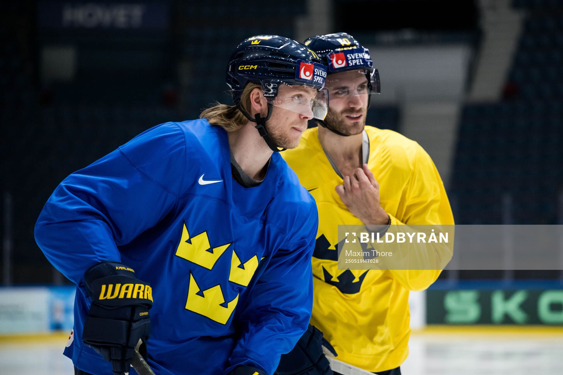 William Karlsson and Alexander Wennberg of Sweden at a