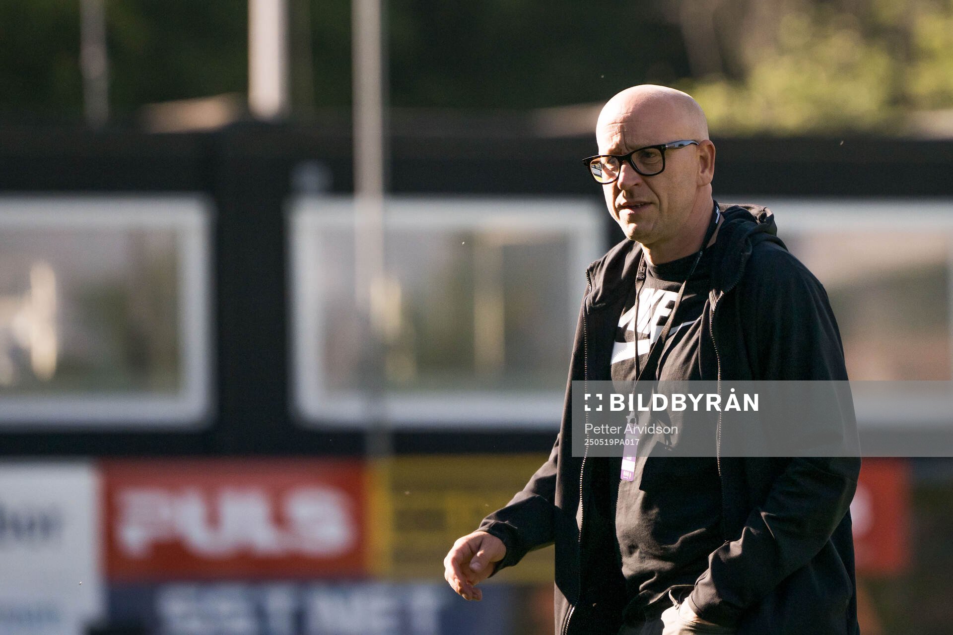 Landskronas sportchef Billy Magnusson inför fotbollsmatchen i Superettan mellan Landskrona och Helsingborg den 19 maj 2025 i Landskrona.