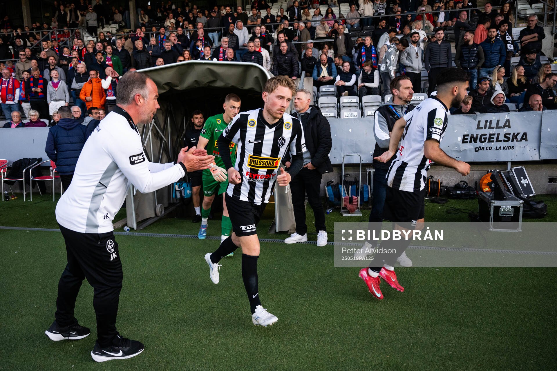 Landskronas Adam Egnell under fotbollsmatchen i Superettan mellan Landskrona och Helsingborg den 19 maj 2025 i Landskrona. 