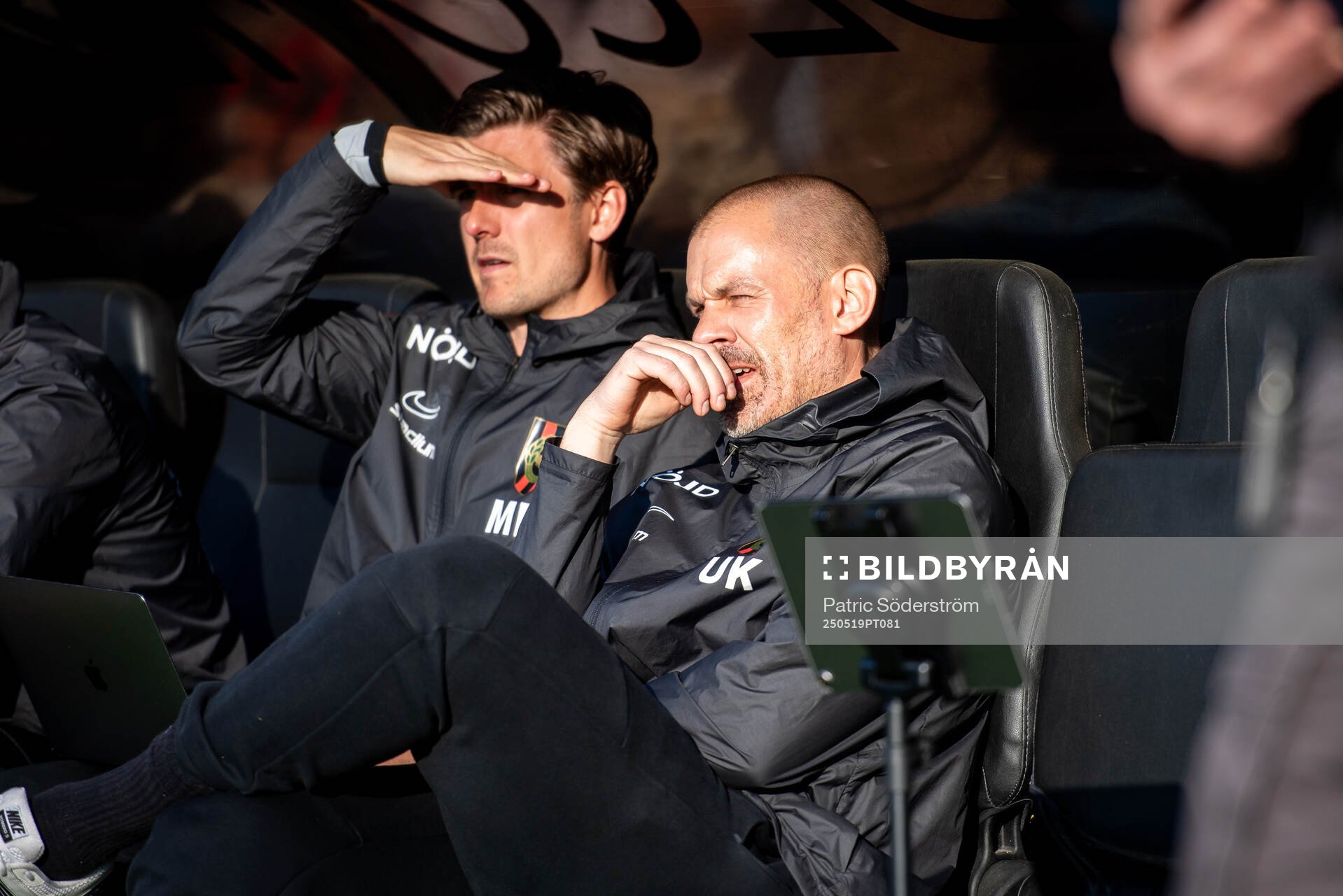 Brommapojkarnas tränare tränare Ulf Kristiansson under fotbollsmatchen i Allsvenskan mellan Mjällby och Brommapojkarna den 19 maj 2025 i Hällevik.