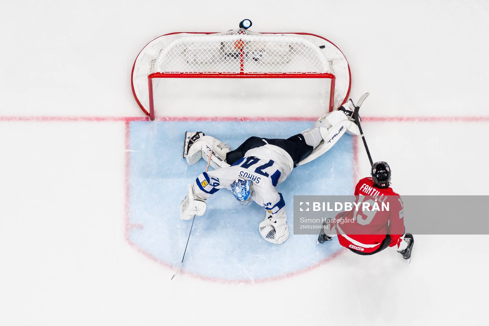 Goaltender Juuse Saros of Finland with the game winning