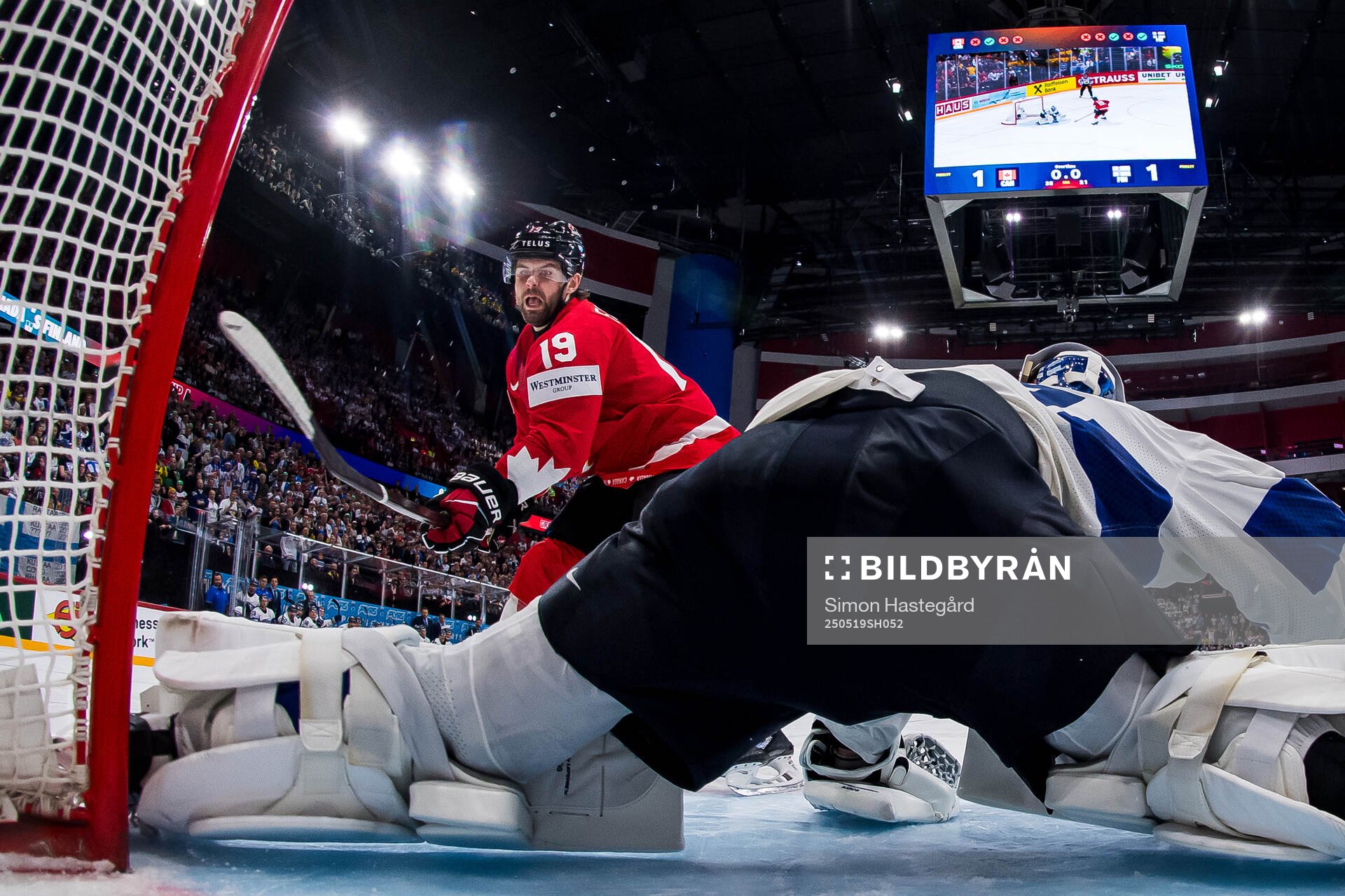 Goaltender Juuse Saros of Finland with the game winning