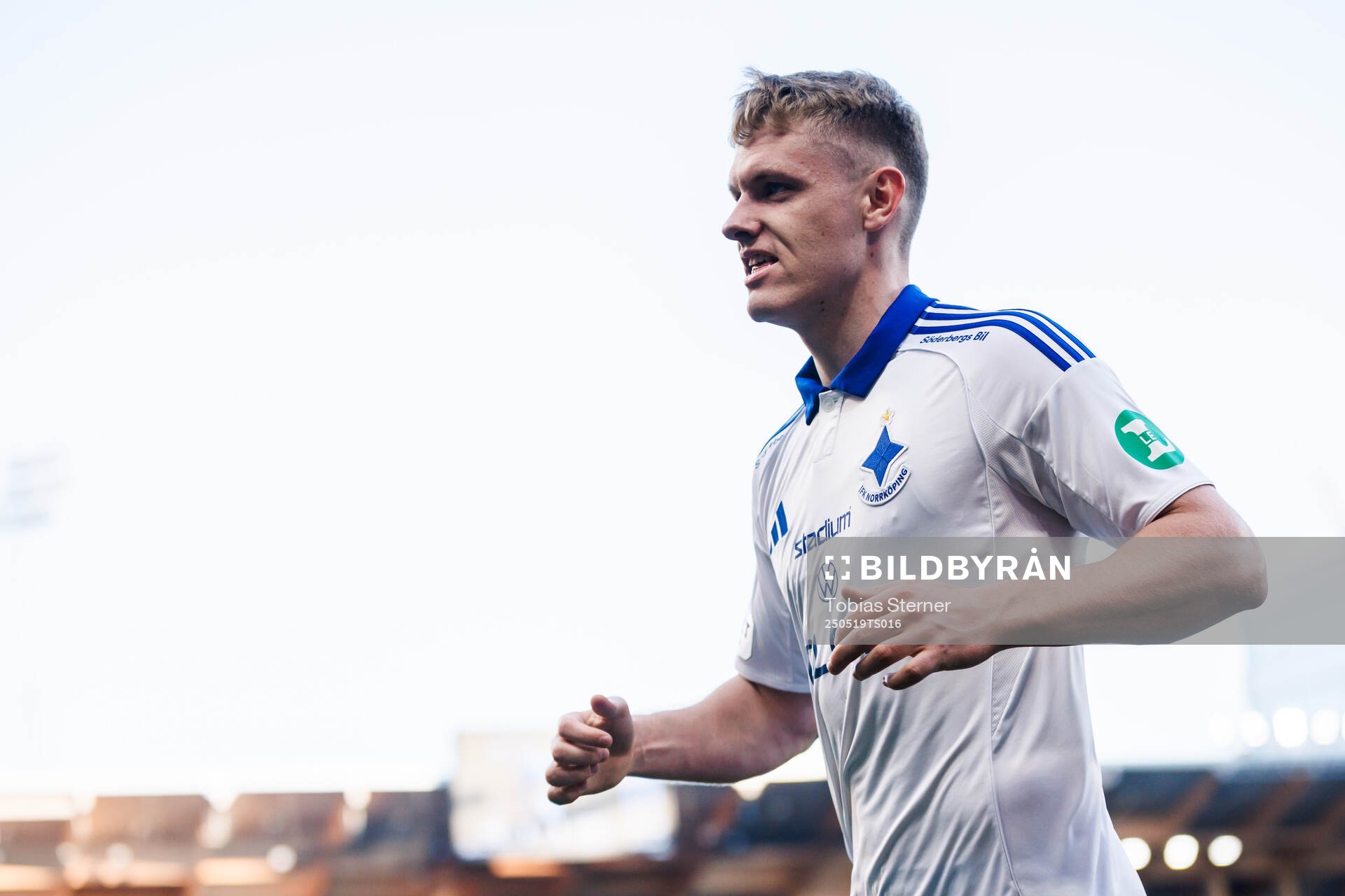 IFK Norrköpings Sebastian Vinther Jørgensen jublar efter 1-2 under fotbollsmatchen i Allsvenskan mellan Sirius och IFK Norrköping den 19 maj 2025 i Uppsala.