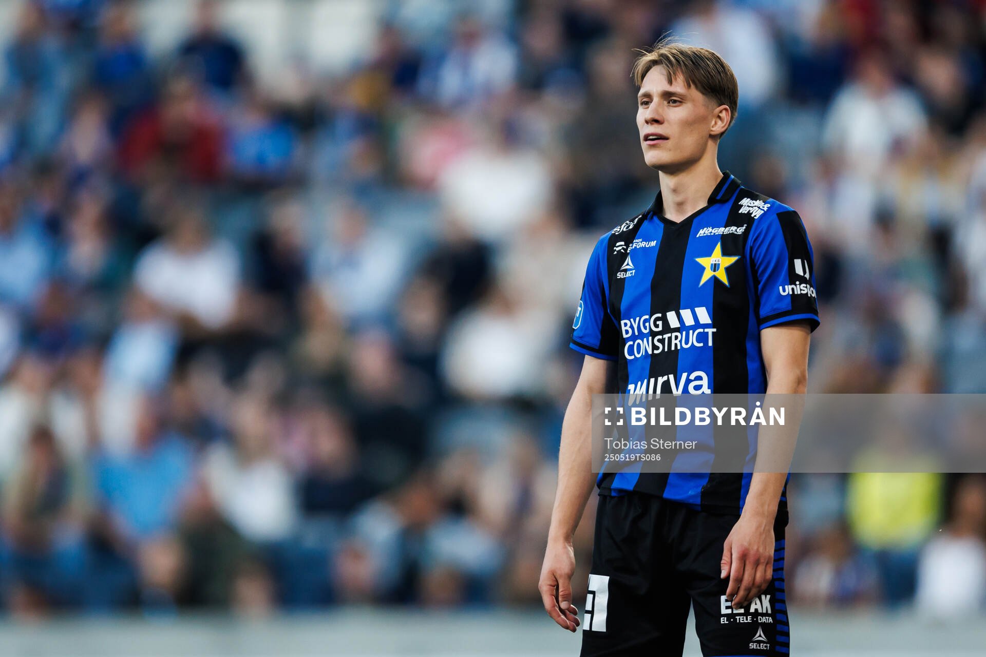 Sirius Marcus Lindberg under fotbollsmatchen i Allsvenskan mellan Sirius och IFK Norrköping den 19 maj 2025 i Uppsala. 