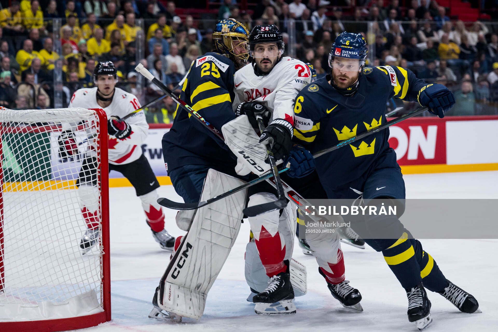 Goaltender Jacob Markström and Adam Larsson of Sweden
