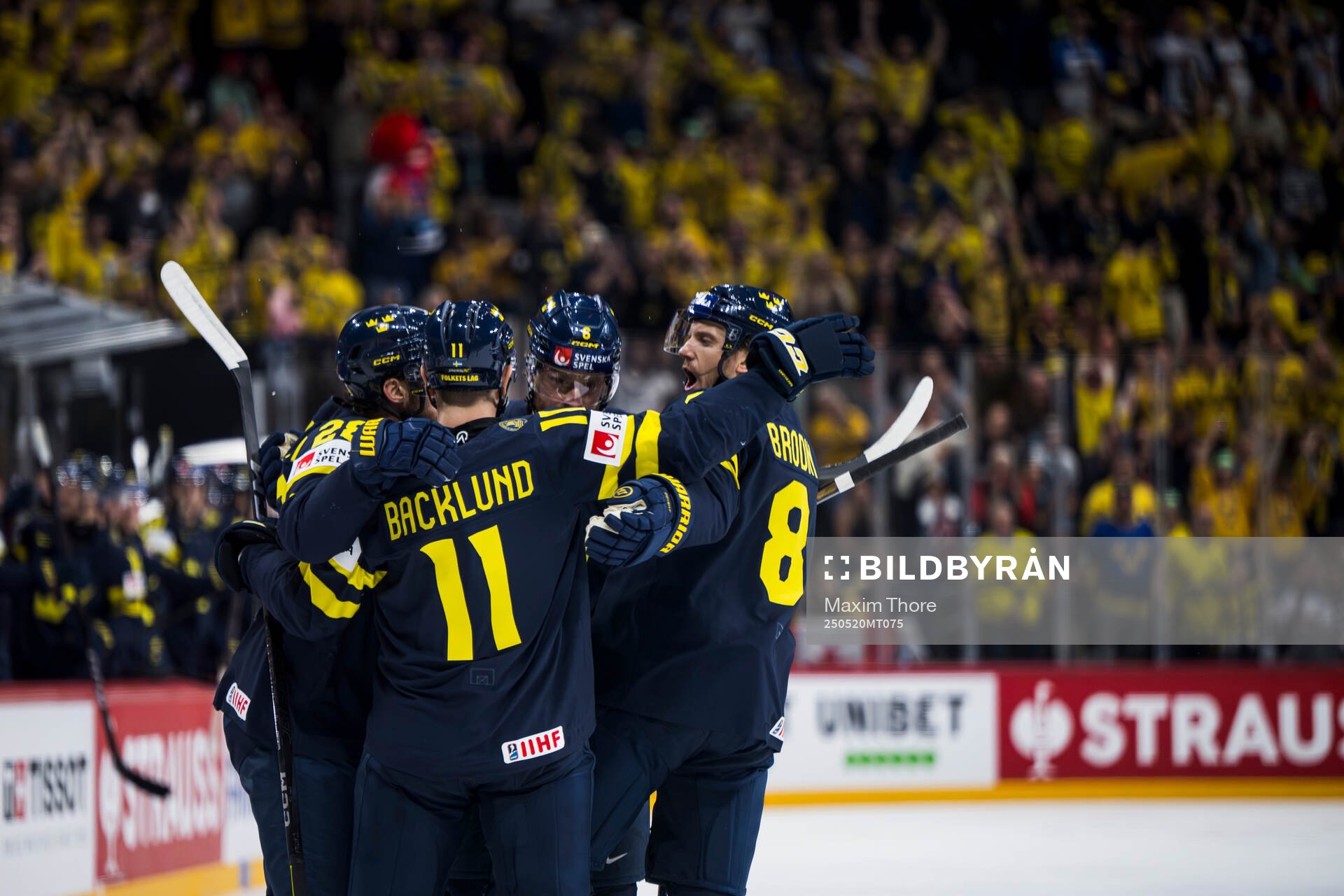 Elias Lindholm, Mikael Backlund, Adam Larsson and Jonas