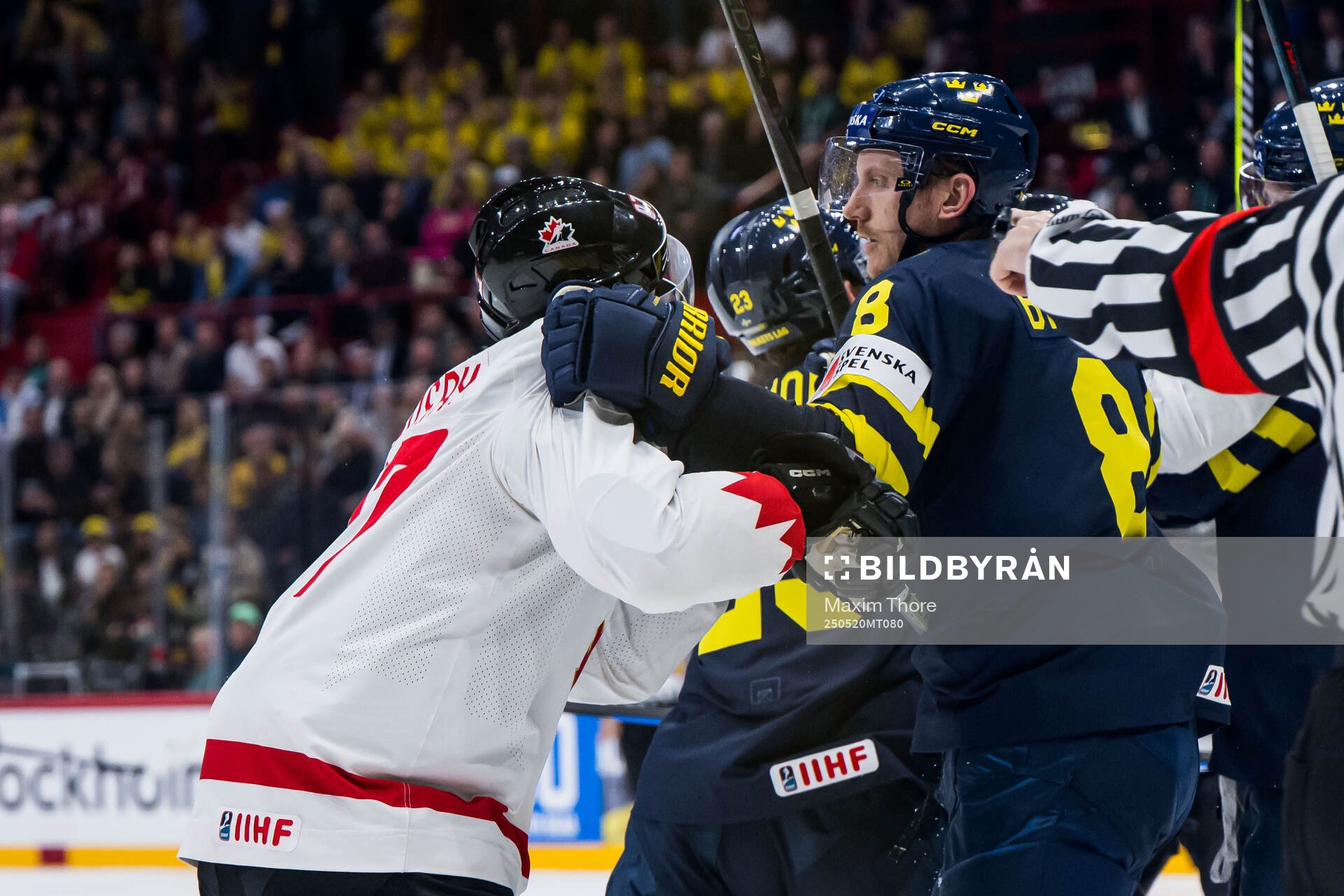 Sidney Crosby of Canada and Jonas Brodin of Sweden