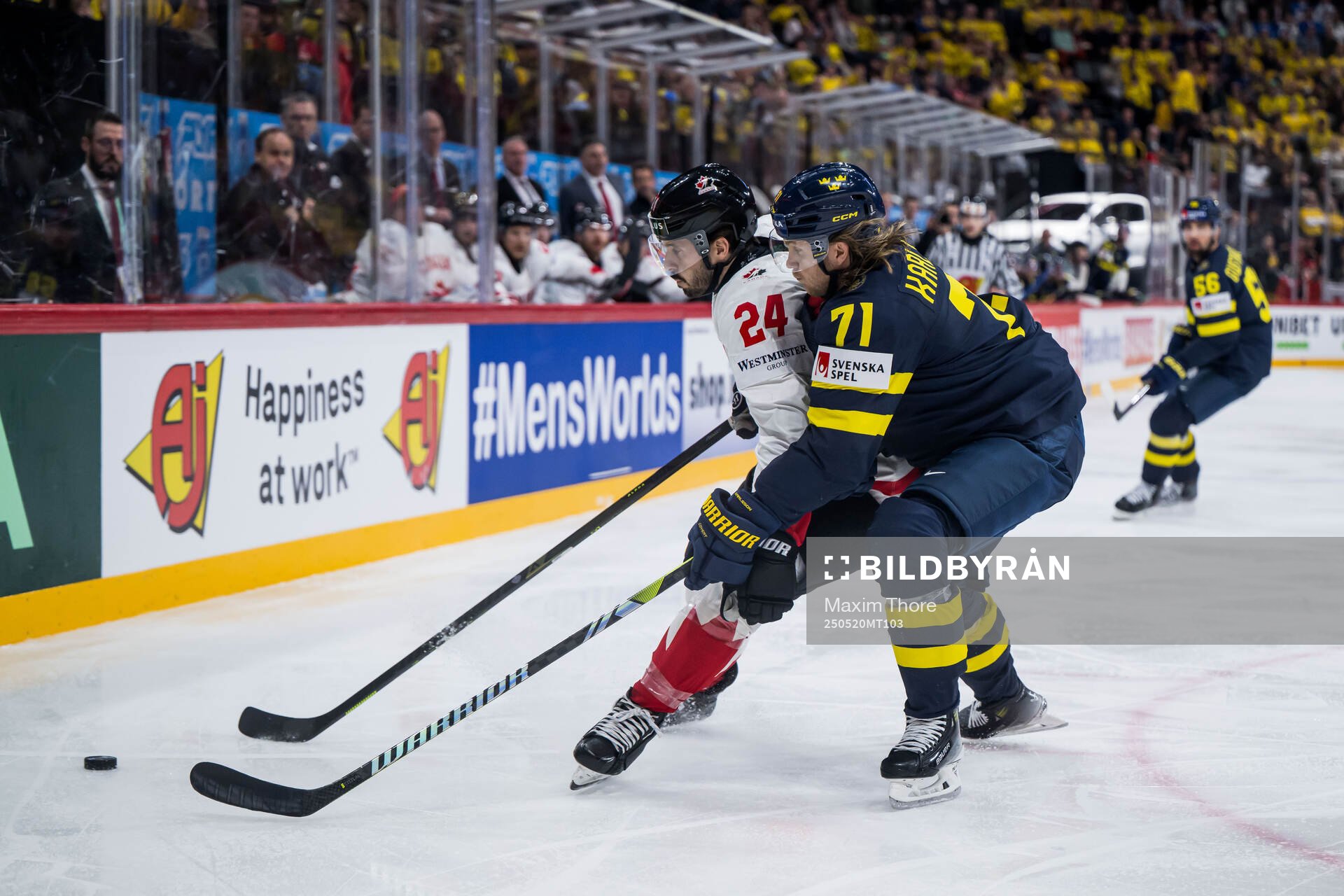 Phillip Danault of Canada and William Karlsson of Sweden