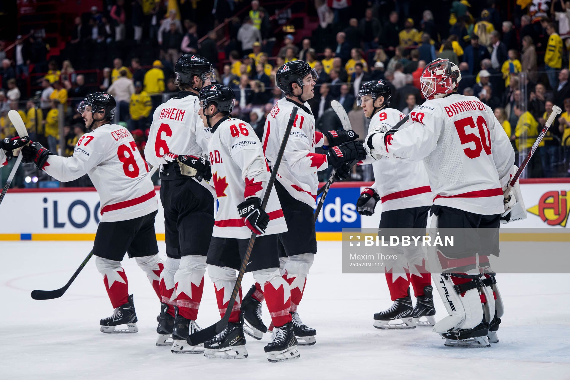 Jordan Binnington of Canada celebrates