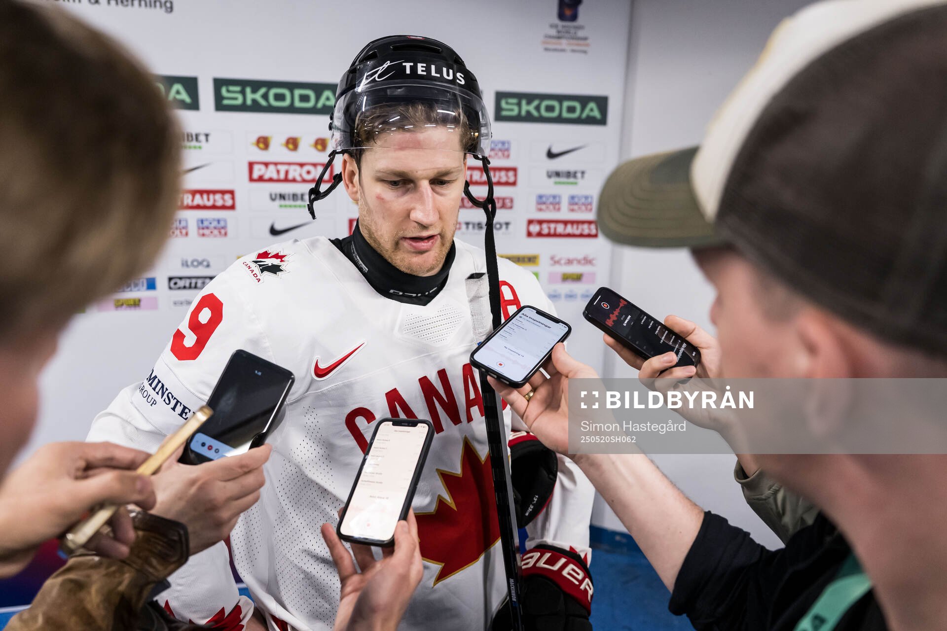 Nathan MacKinnon of Canada in mixed zone