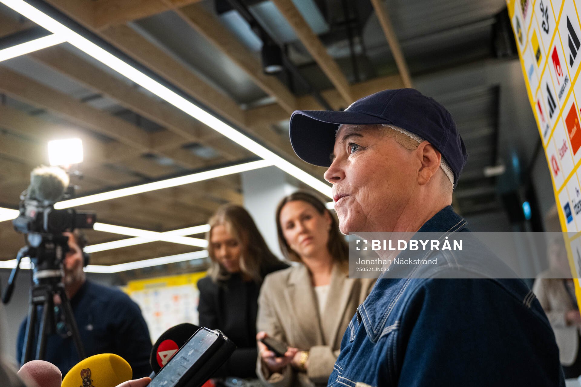 Marika Domanski Lyfors, head of the Swedish women’s national football team at a press conference on May 21, 2025 in Stockholm. 