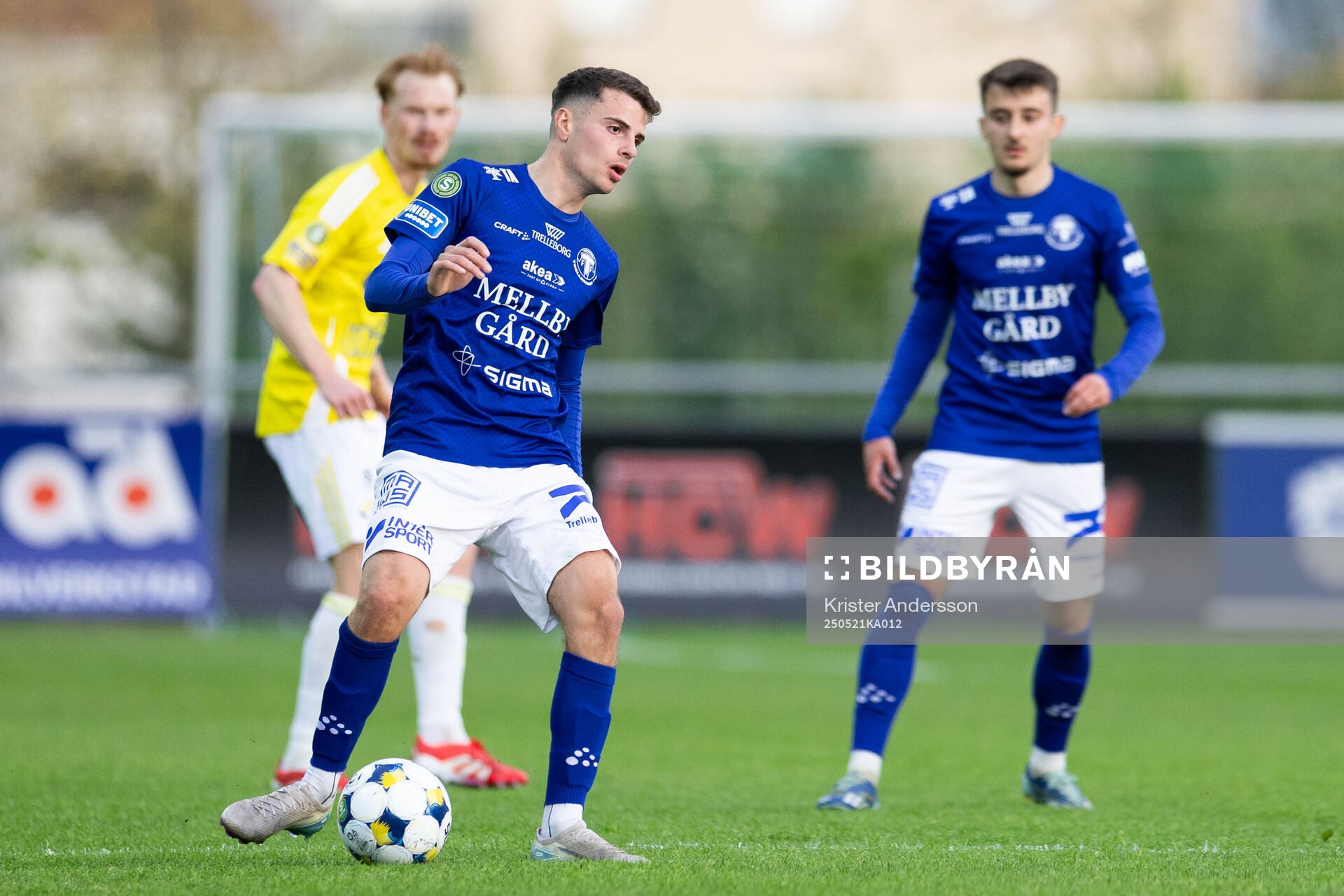 Trelleborgs Eren Alievski under fotbollsmatchen i Superettan mellan Falkenberg och Trelleborg den 21 maj 2025 i Falkenberg. 