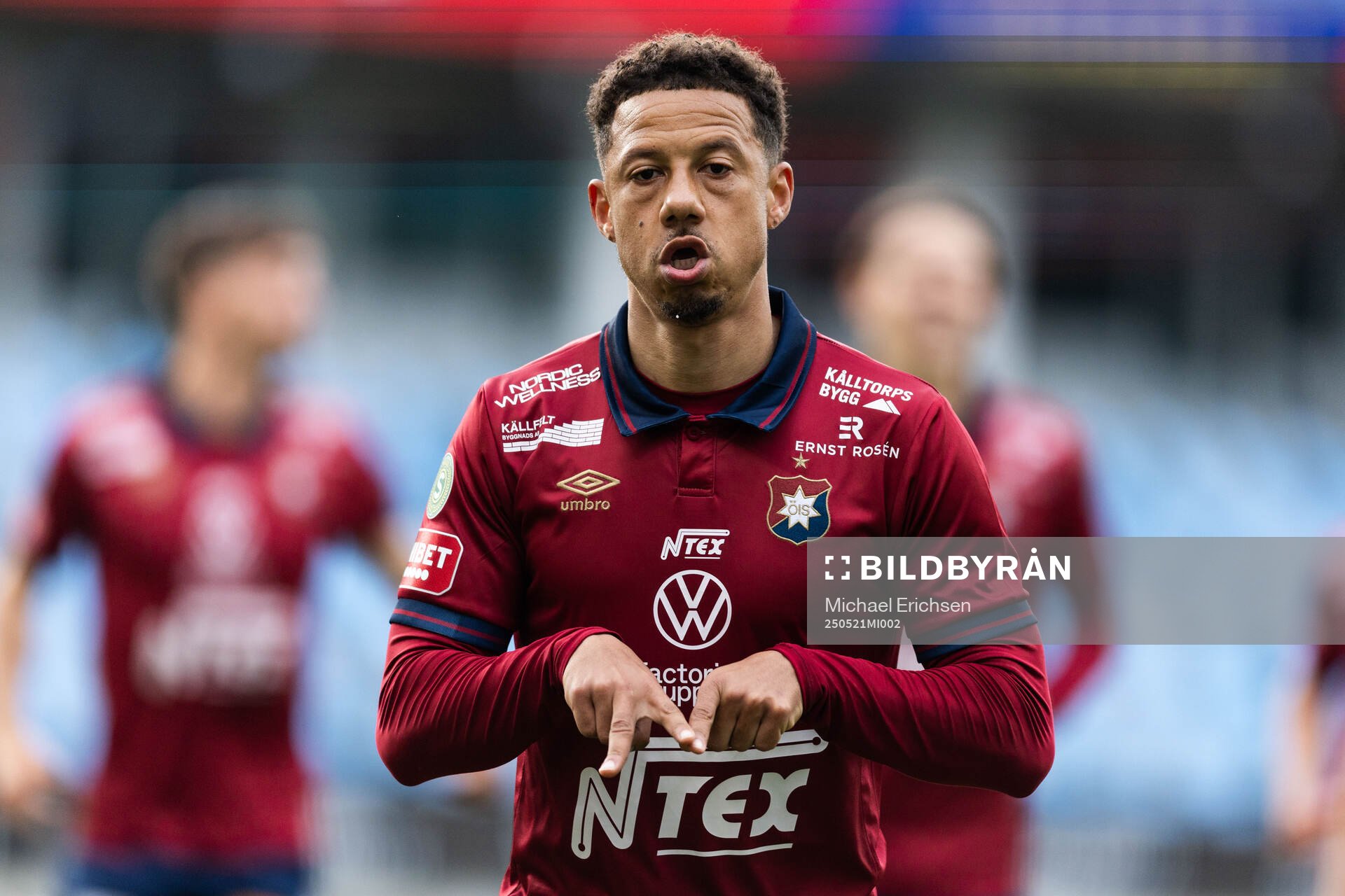 Örgrytes Tobias Sana jublar efter 1-0 under fotbollsmatchen i Superettan mellan Örgryte och Sandvikens IF den 21 maj 2025 i Göteborg.
