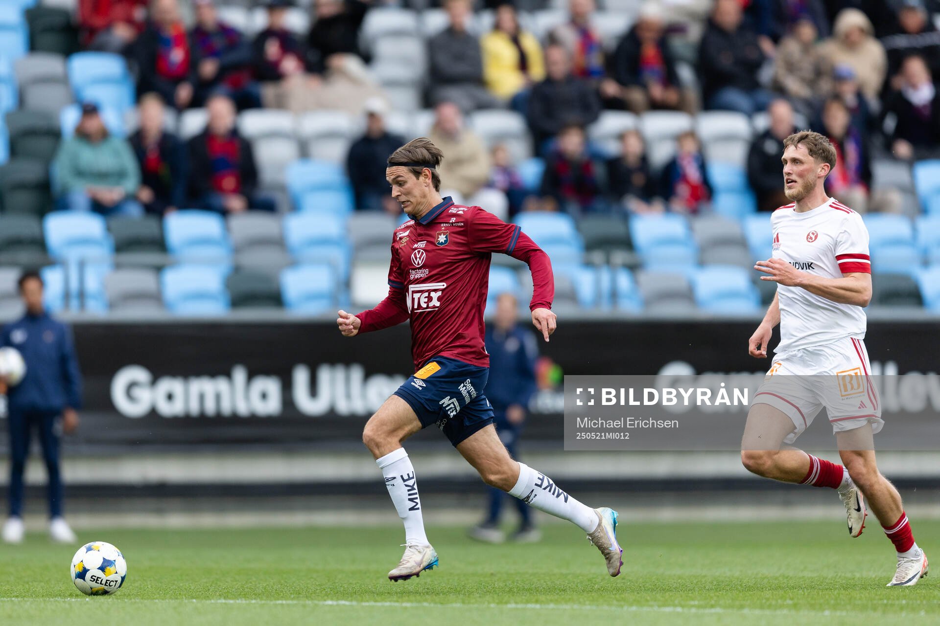 Örgrytes Noah Christoffersson under fotbollsmatchen i Superettan mellan Örgryte och Sandvikens IF den 21 maj 2025 i Göteborg. 
